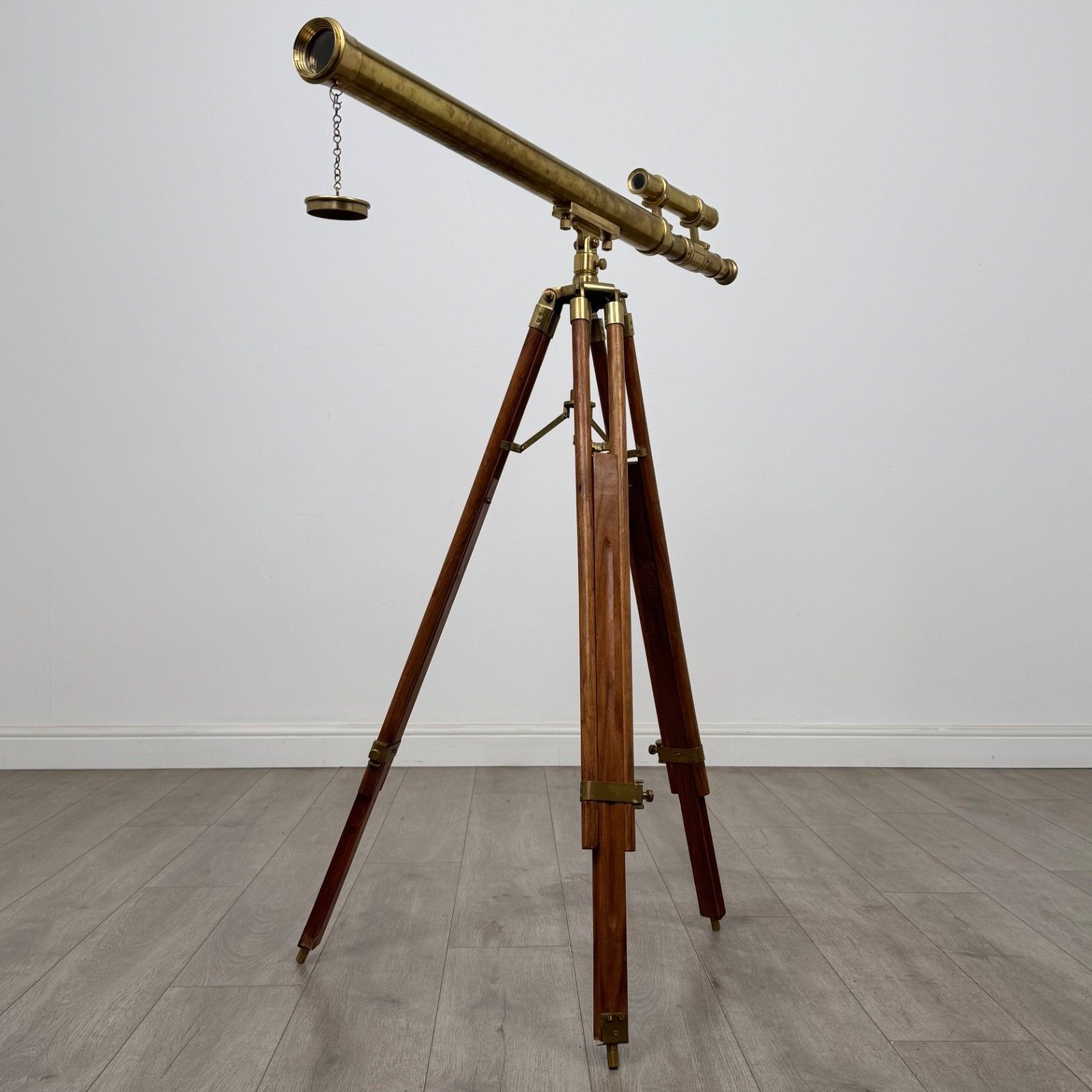 Antique 20th Century Decorative Brass Floor Standing Telescope ( Af 5362 ) photo Art