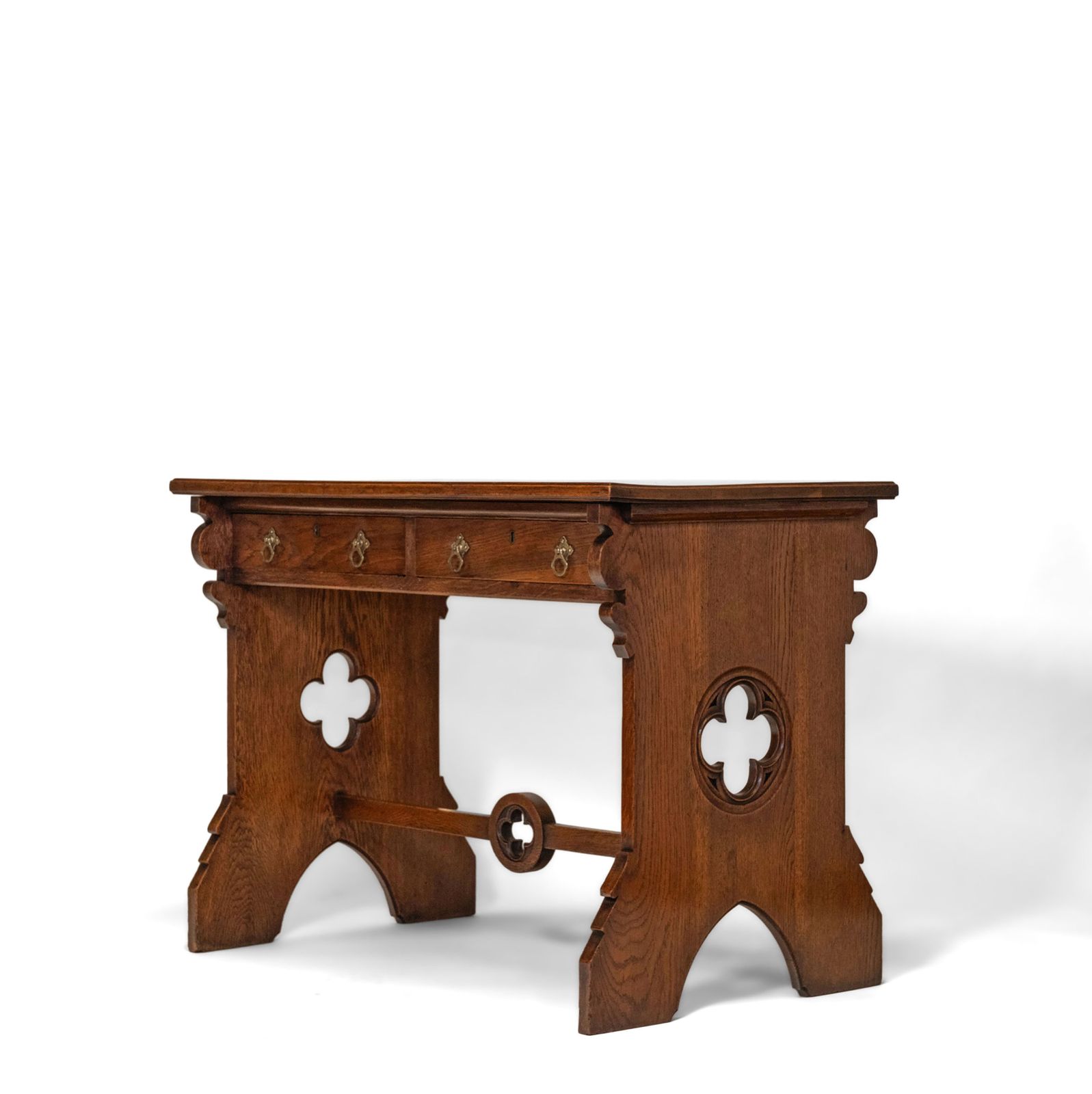 Late 19th Century Gothic Revival Oak Two Drawer Desk Writing Table photo 1390.0