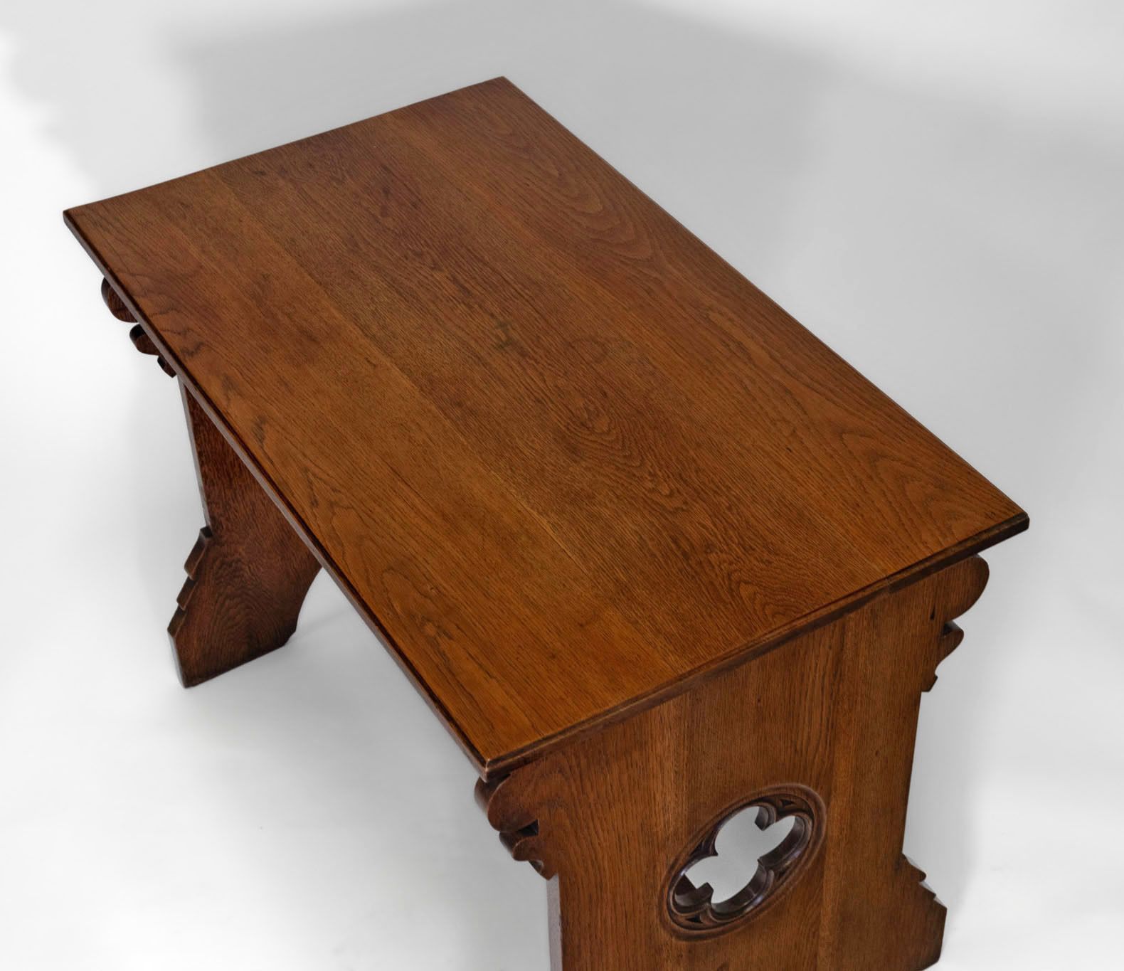 photo for sale Late 19th Century Gothic Revival Oak Two Drawer Desk Writing Table
