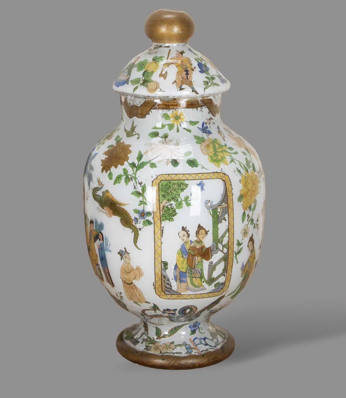 photo for sale Pair Of 19th Century English Decalcomania Vases