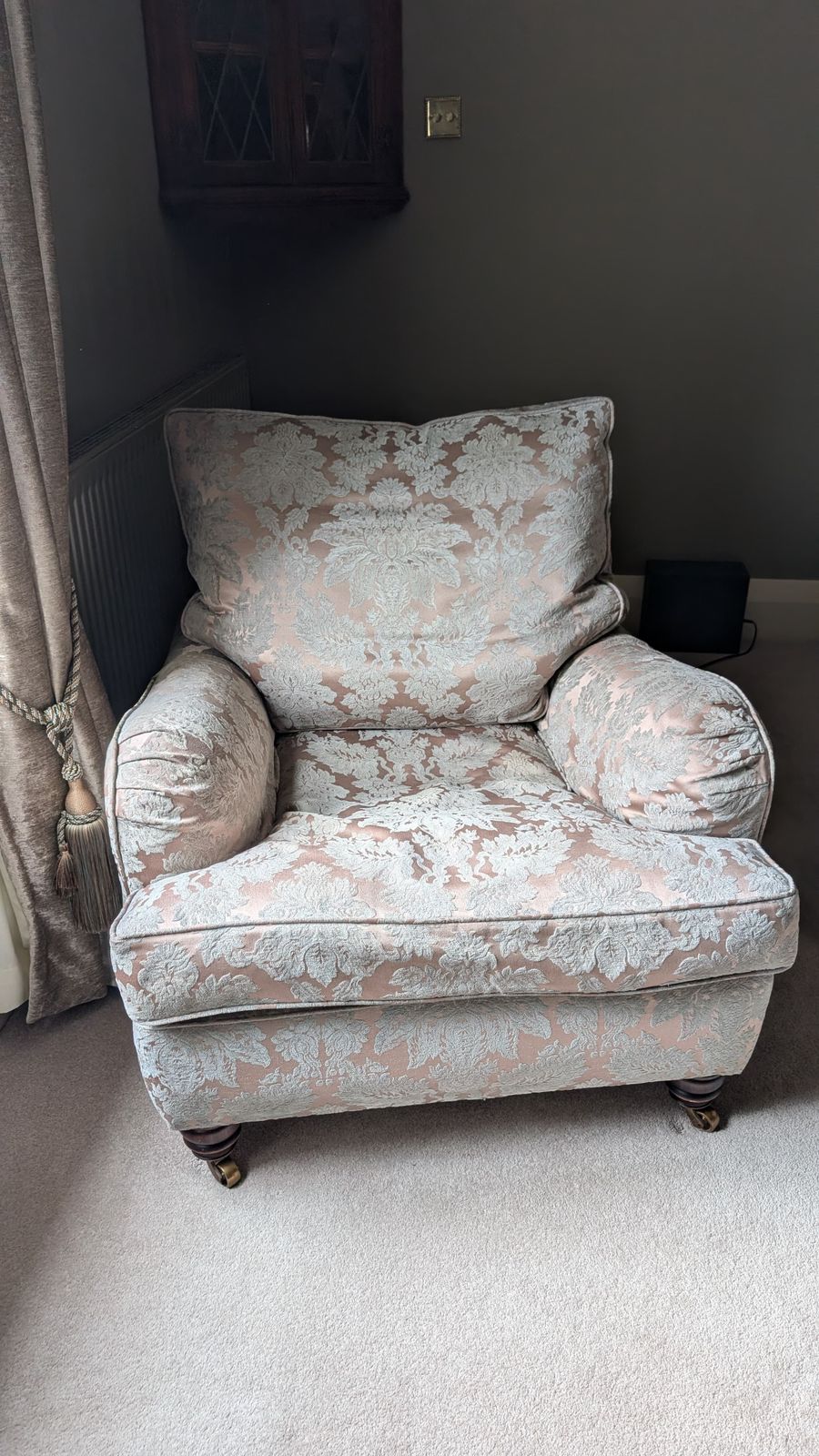 Duresta Lansdowne Reading Chair   Luxury Damask Snuggler Armchair