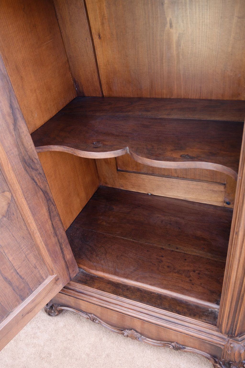 Pair Of French Walnut & Belgian “Sainte Anne” Marble Bedside Cabinets. photo 1495.0