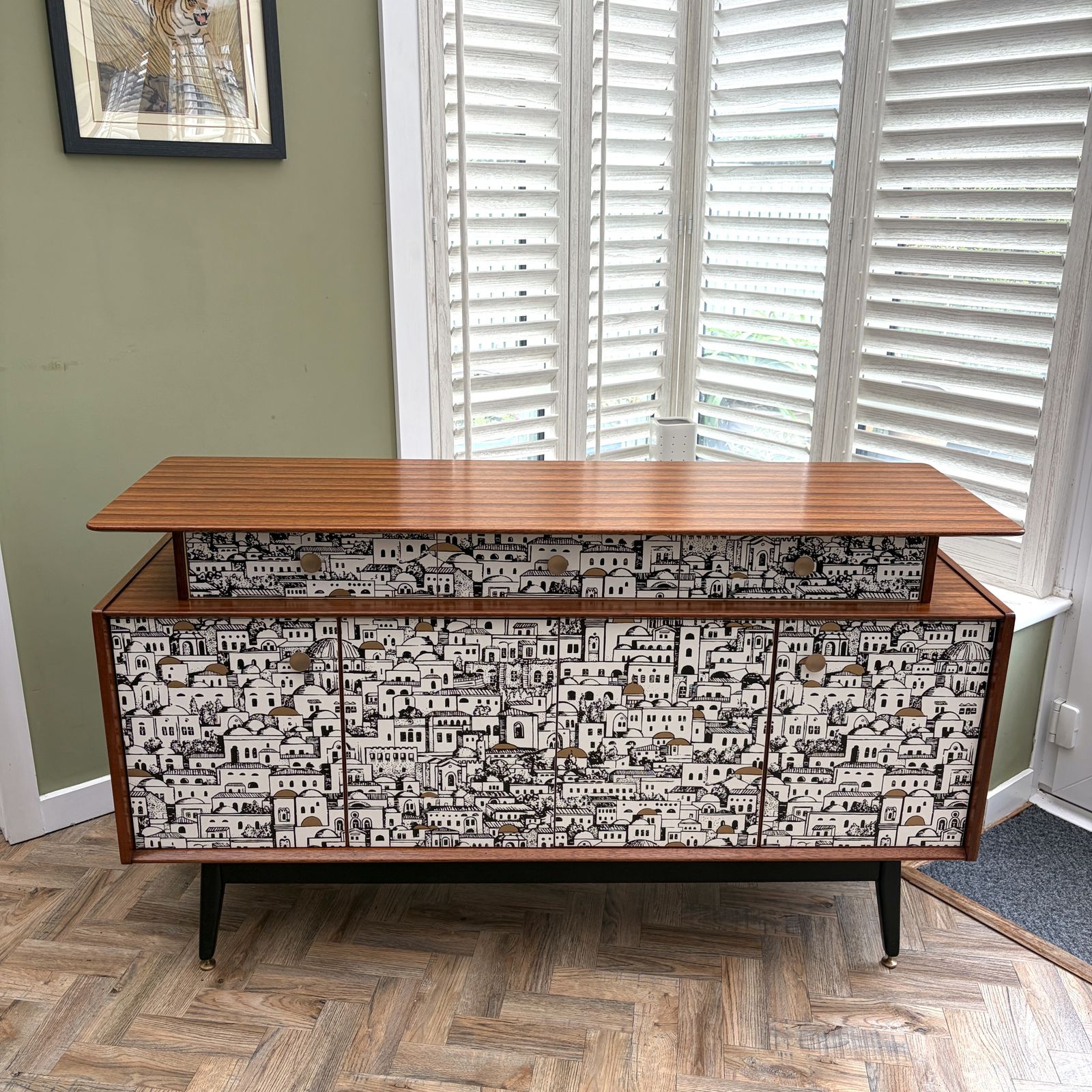 G Plan 'Floating Drawer' Sideboard With Fornasetti Fascia. Restored. Beautiful.