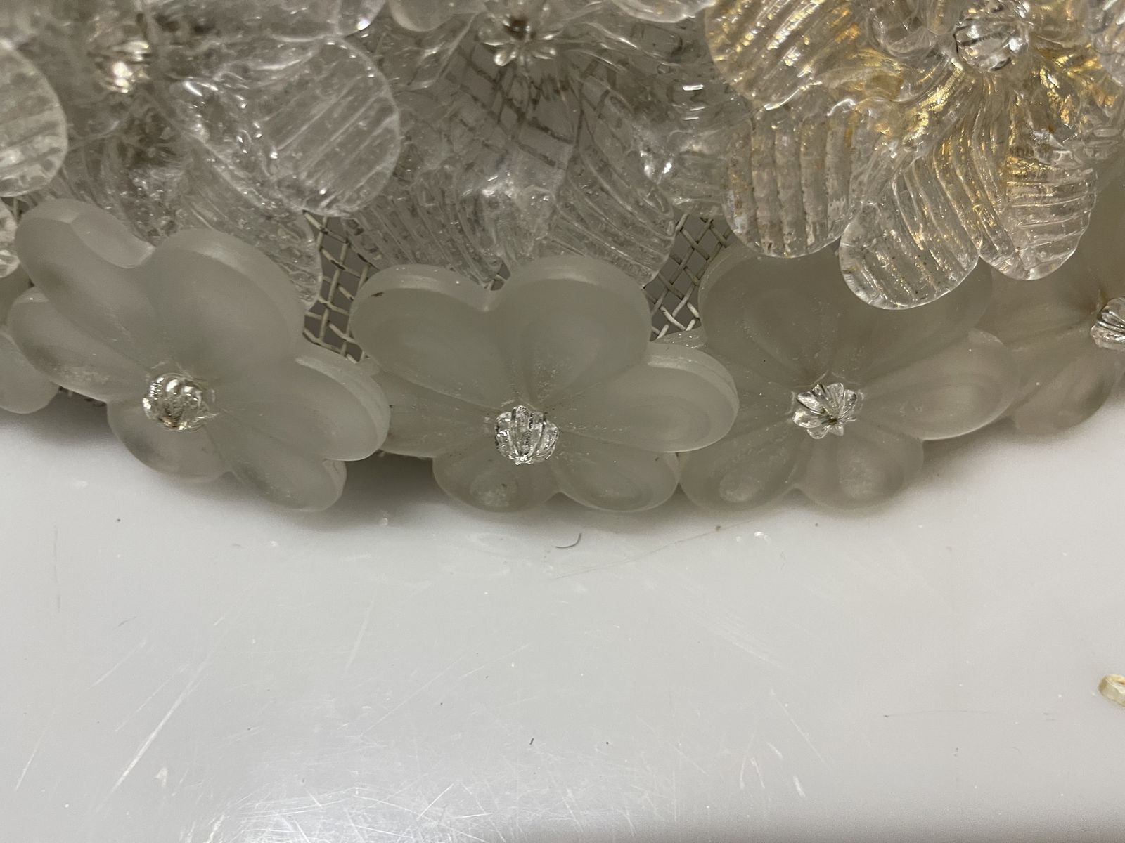 photo buy Extra Large Murano Glass Flower Flushmount By Archimede Seguso, 1960s