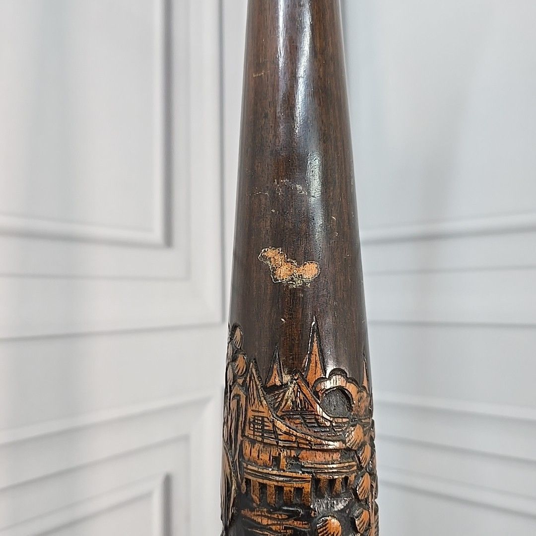 Vintage Carved Standard Lamp Wooden Oriental Floor Light Chinese For Rewiring photo vinterior