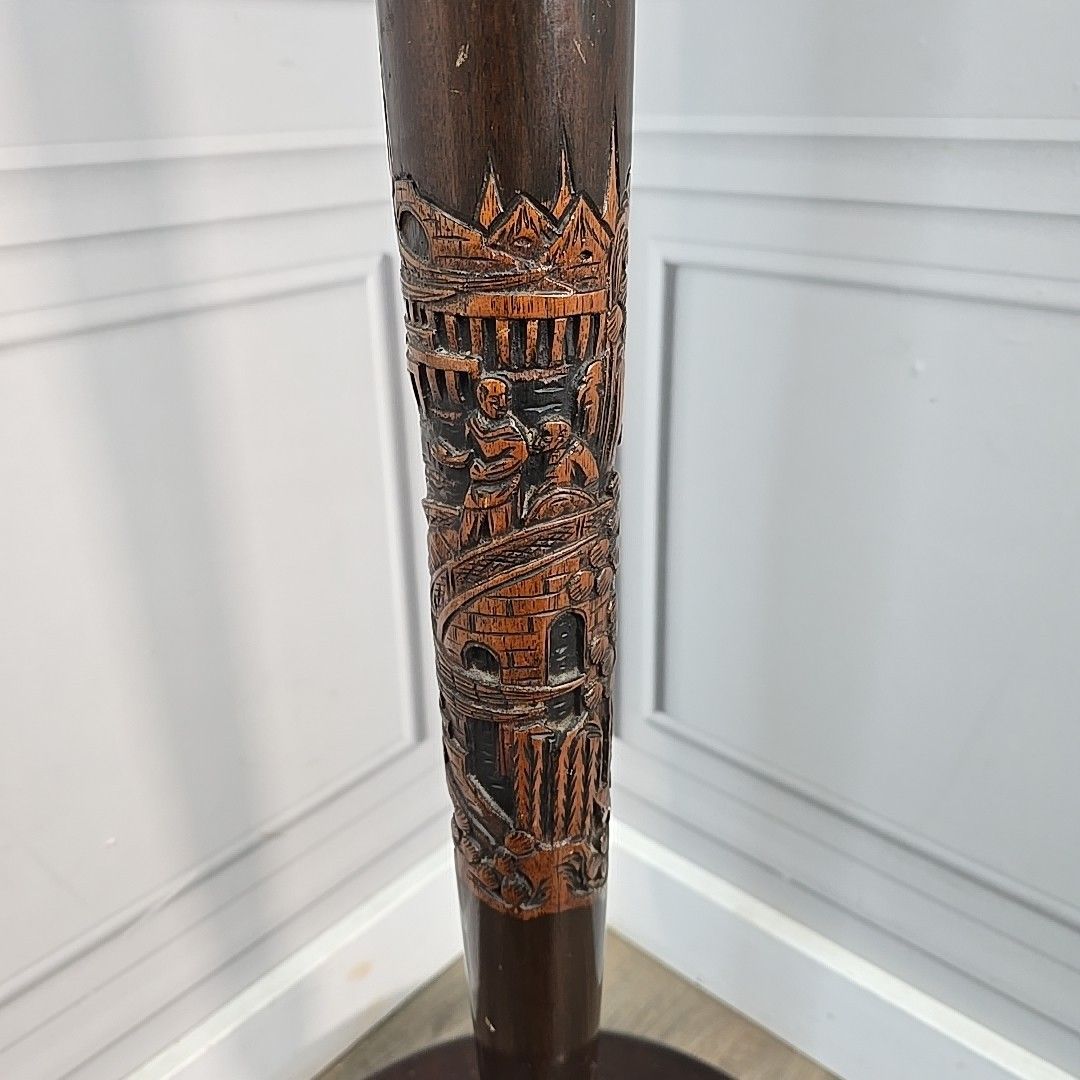 Lighting Vintage Carved Standard Lamp Wooden Oriental Floor Light Chinese For Rewiring photo