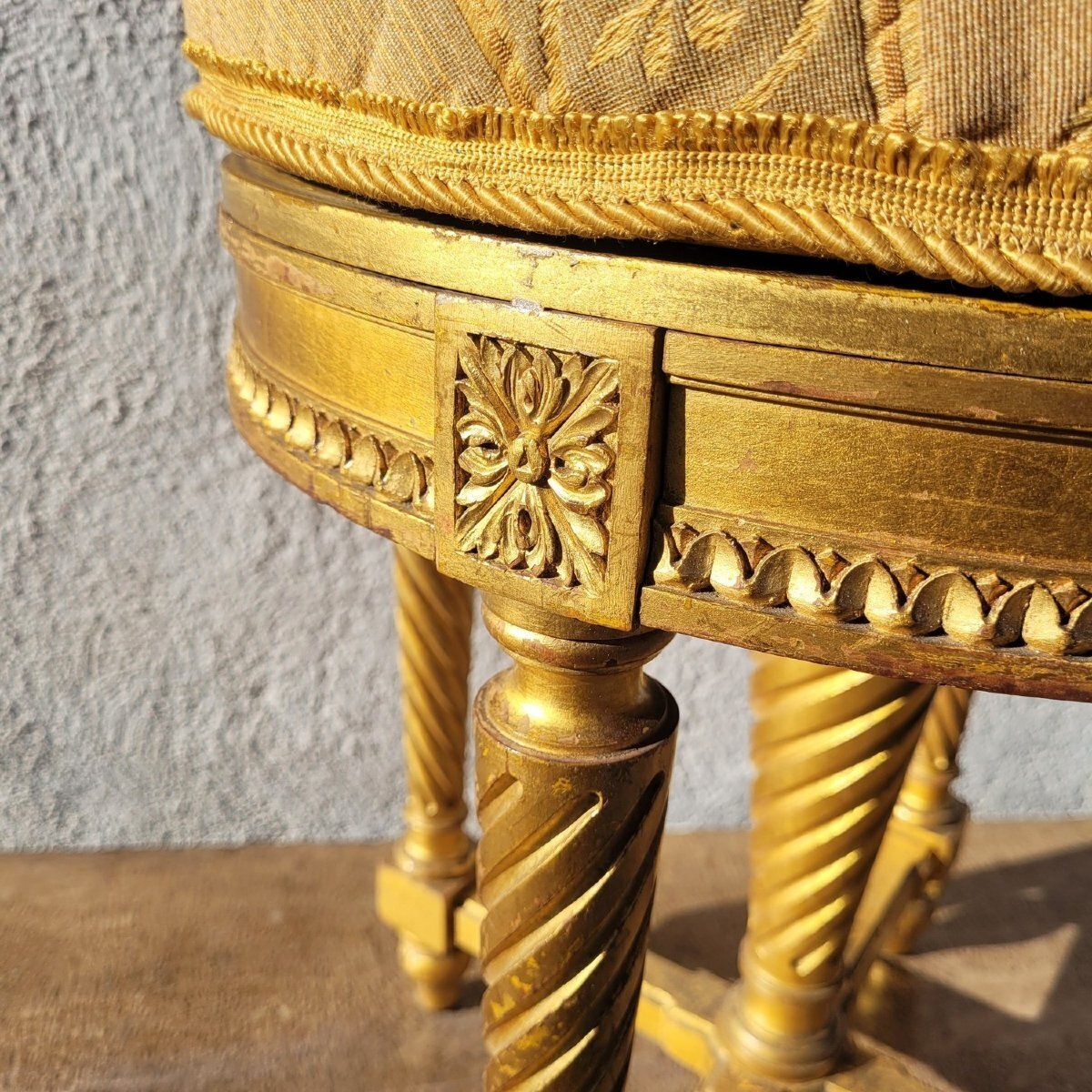 Swivel Piano Stool  Gilded Wood  Late 19th Century photo furniture