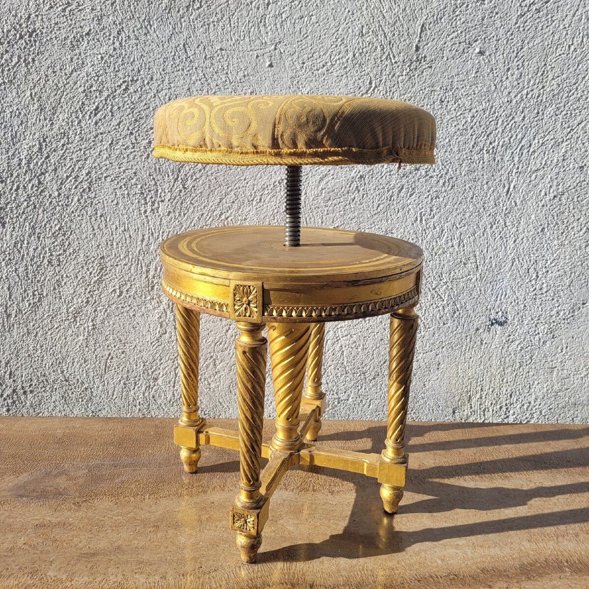 Furniture Swivel Piano Stool  Gilded Wood  Late 19th Century photo