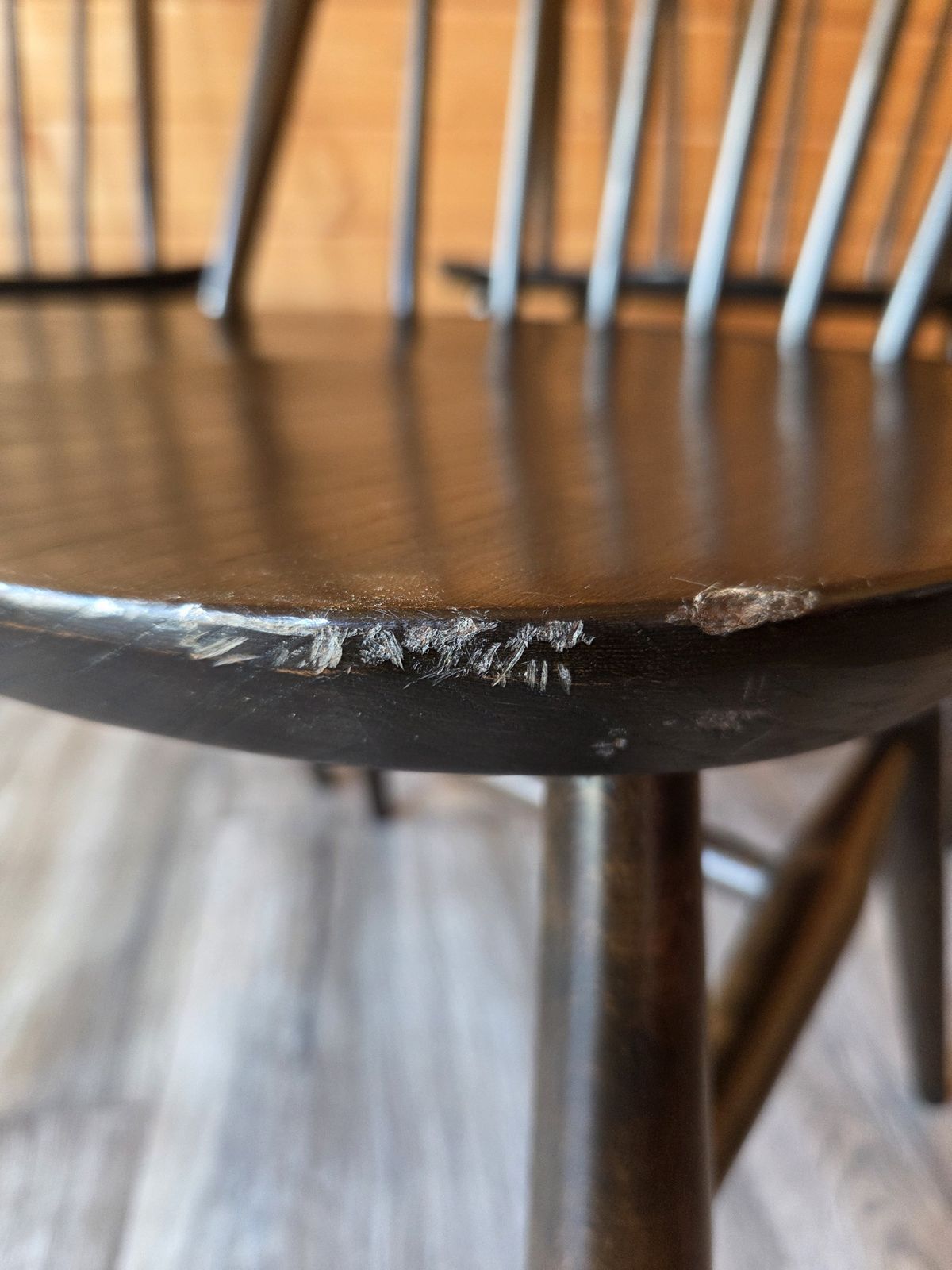 3 Ercol Mid Century Windsor Elm Dining Chairs photo for sale