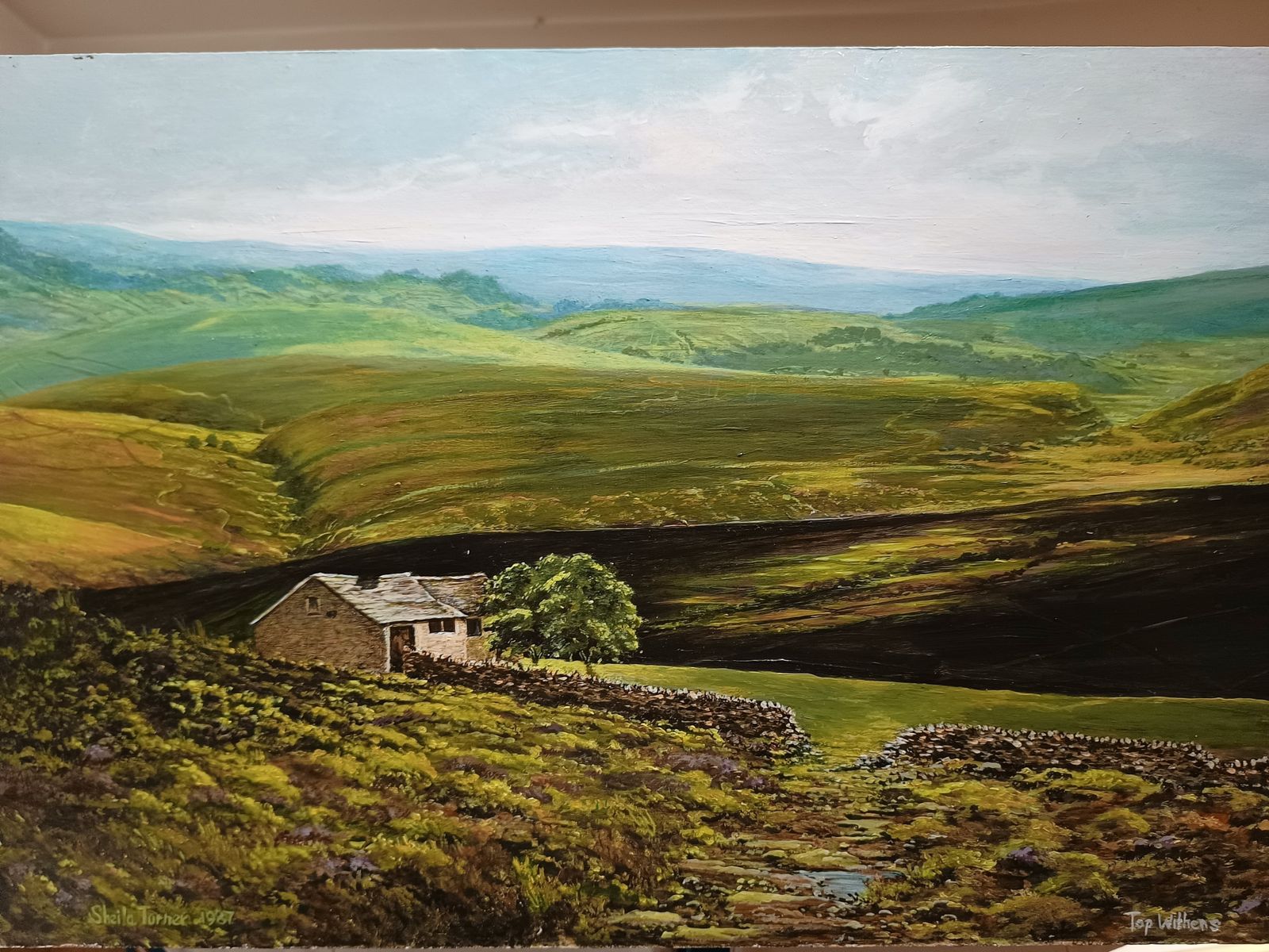 Original Oil Painting Top Withers Wuthering Heights Yorkshire Moors Landscape Unframed Signed Sheila Turner. photo 150.0