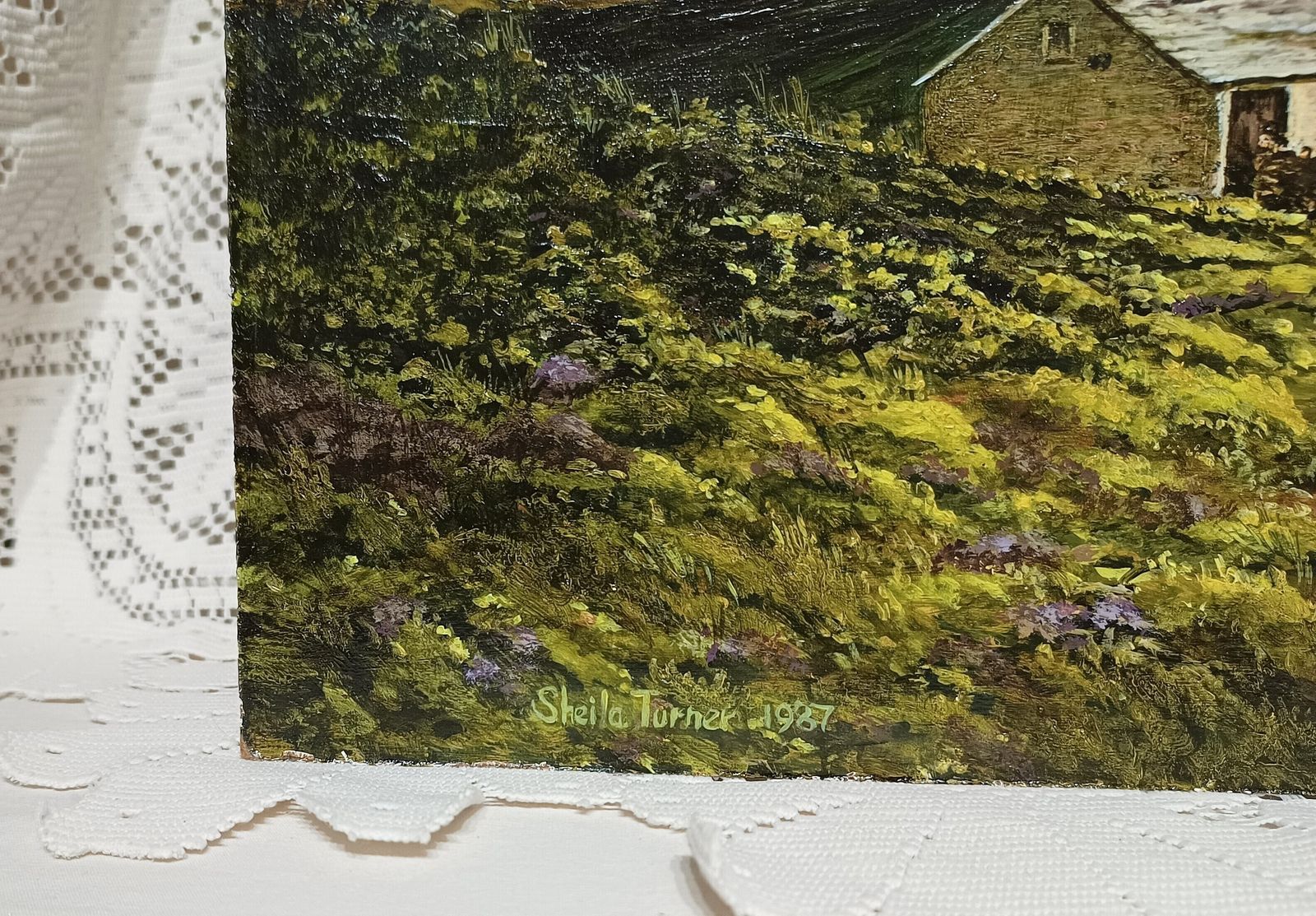 photo furniture Original Oil Painting Top Withers Wuthering Heights Yorkshire Moors Landscape Unframed Signed Sheila Turner.