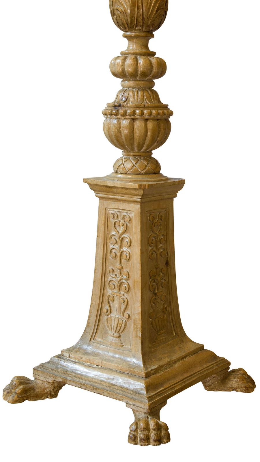 An Impressive Antique Italian Carved Pinewood Torchere, Circa 1900. photo Lighting
