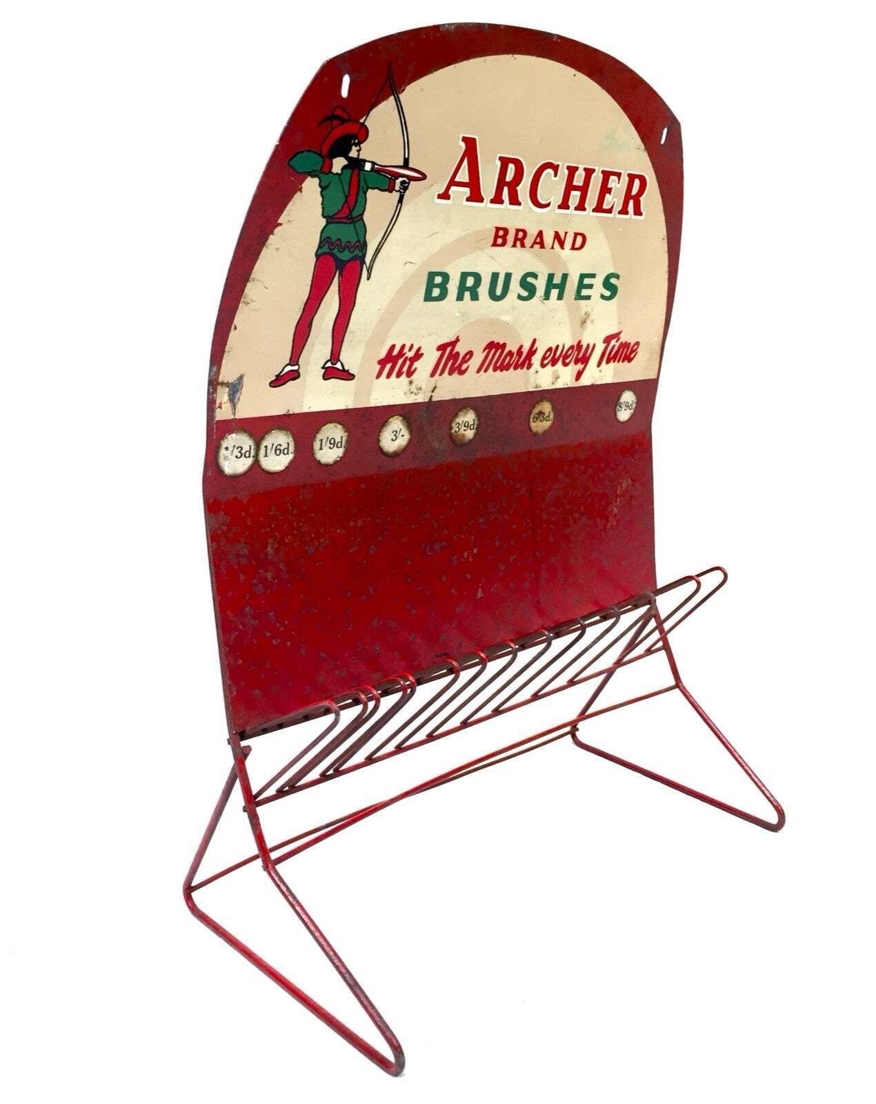 Antique Advertising Archer Brand Brushes Shop Display Metal Display Stand Rack photo furniture