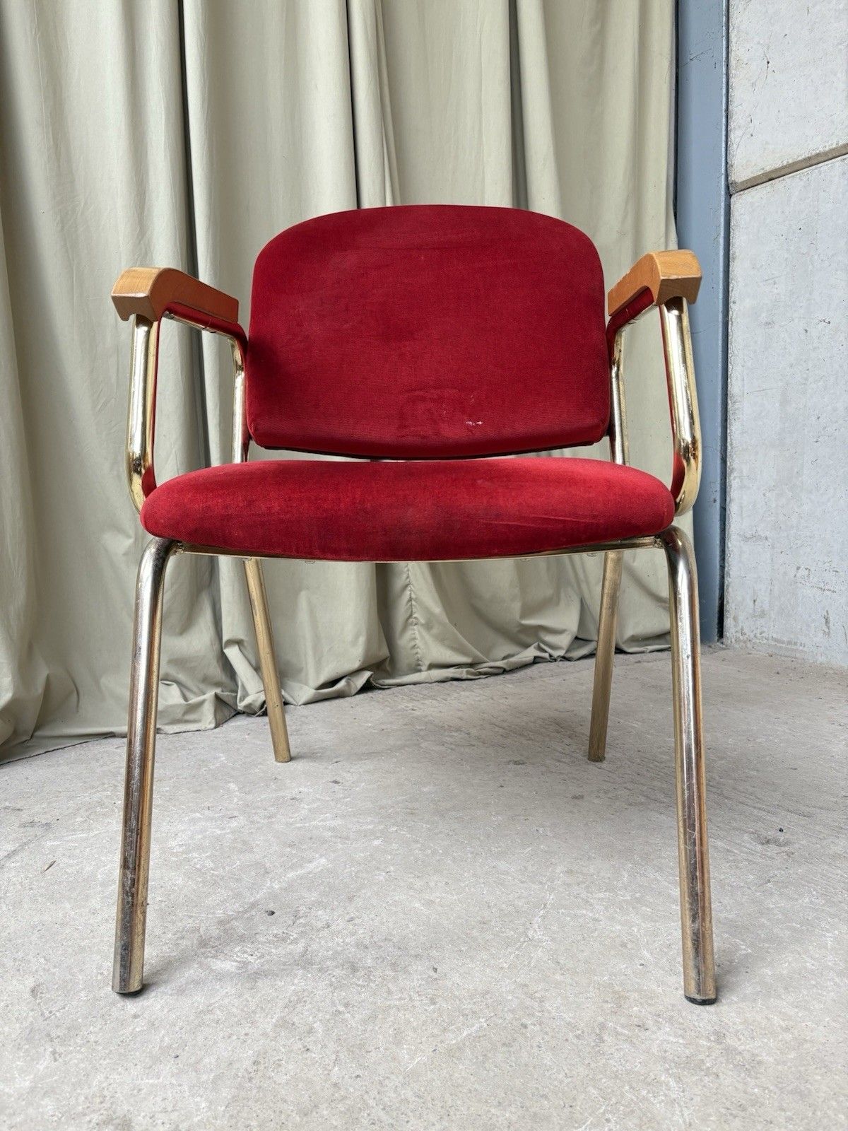 Vtg Late Mid Century Armchair Chrome Desk Chair Lounge Retro Bauhaus Style R1134 photo buy