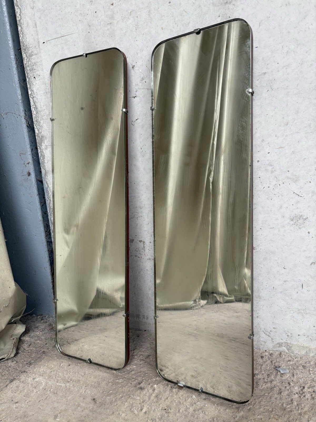 Vtg Mid Century Pair Of Wall Hallway Mirrors Retro R1136 photo for sale