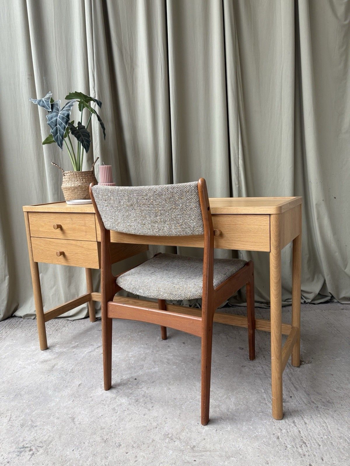 Vtg Mid Century Style Oak Desk Dining Table Danish Scandi Retro R1137