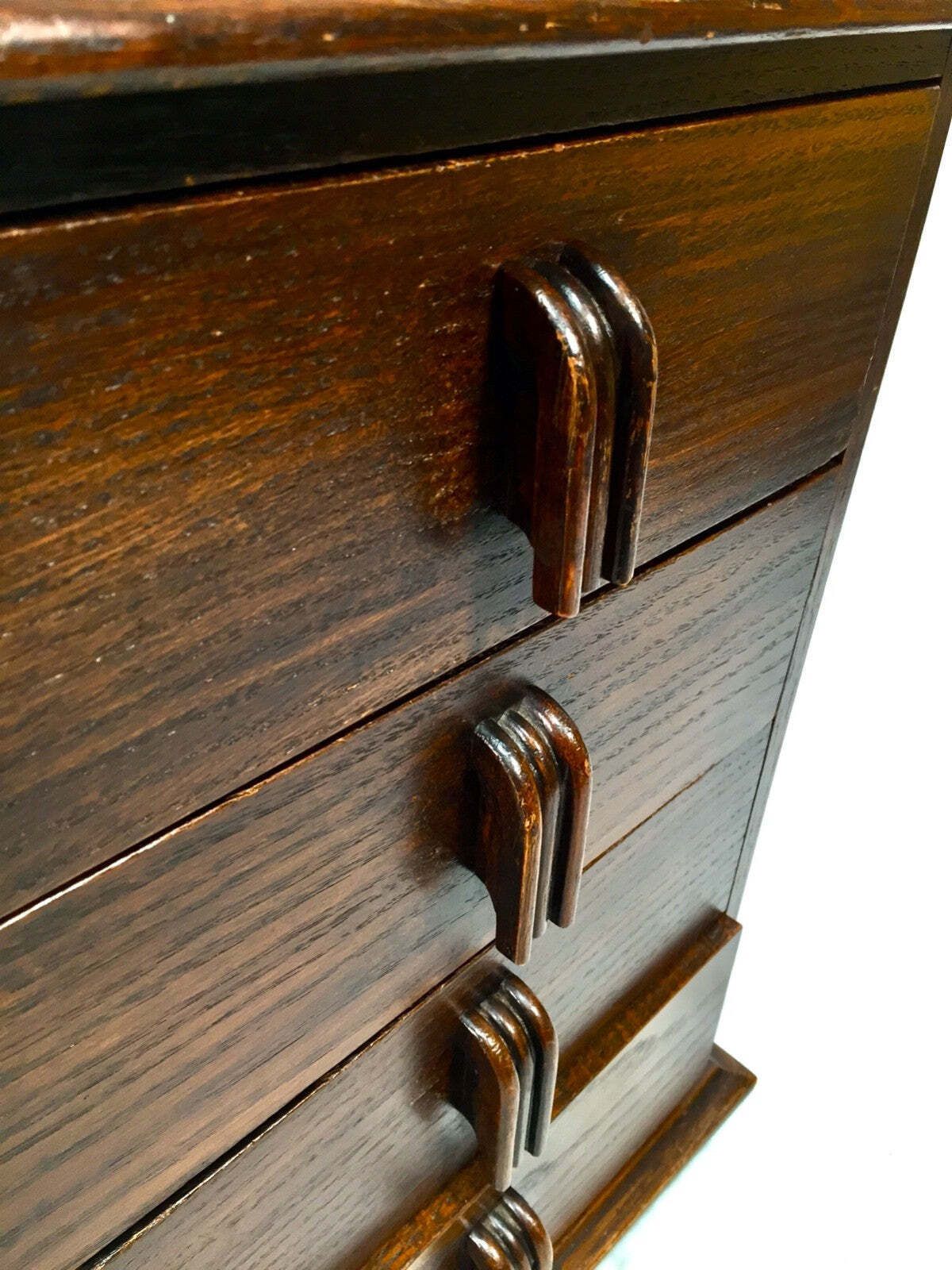Antique Tabletop Wooden Chest Of Drawers / Filing Storage Box Cabinet C.1950 photo vintage