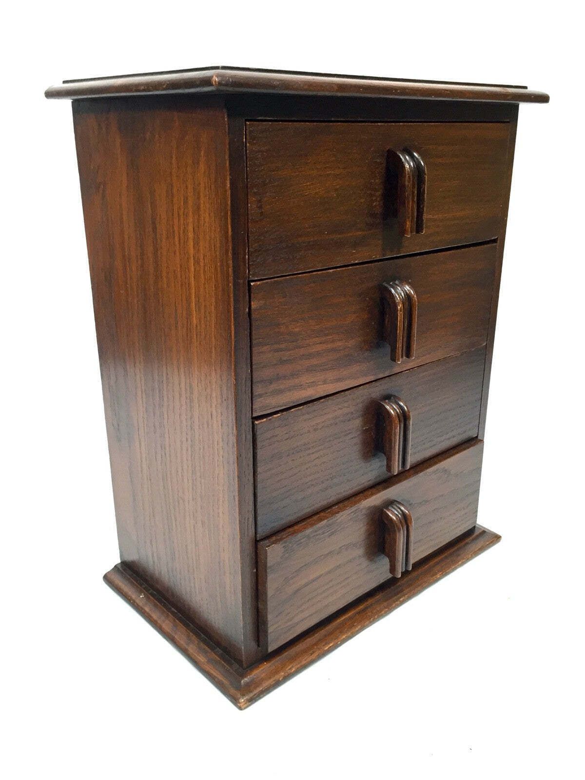 photo furniture Antique Tabletop Wooden Chest Of Drawers / Filing Storage Box Cabinet C.1950