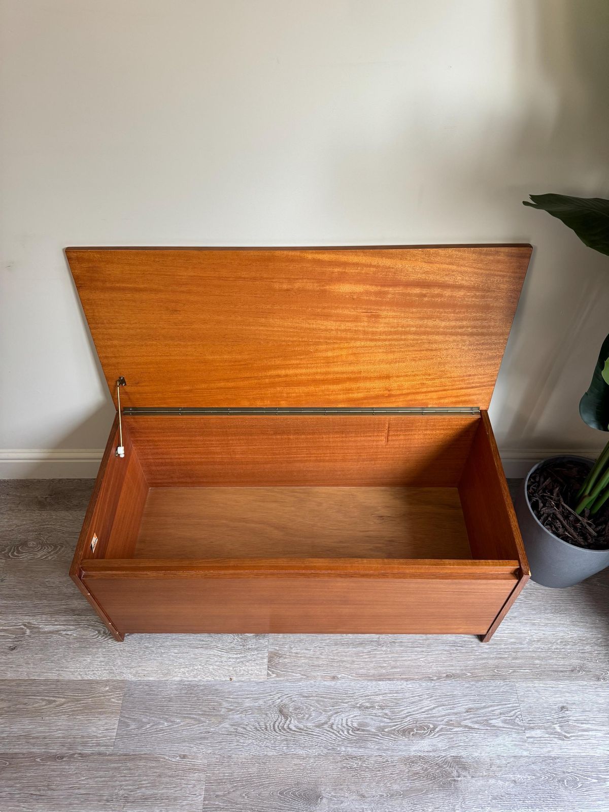 Vintage Midcentury Teak Avalon Mcm Wooden Ottoman Blanket Box Chest Trunk photo vinterior