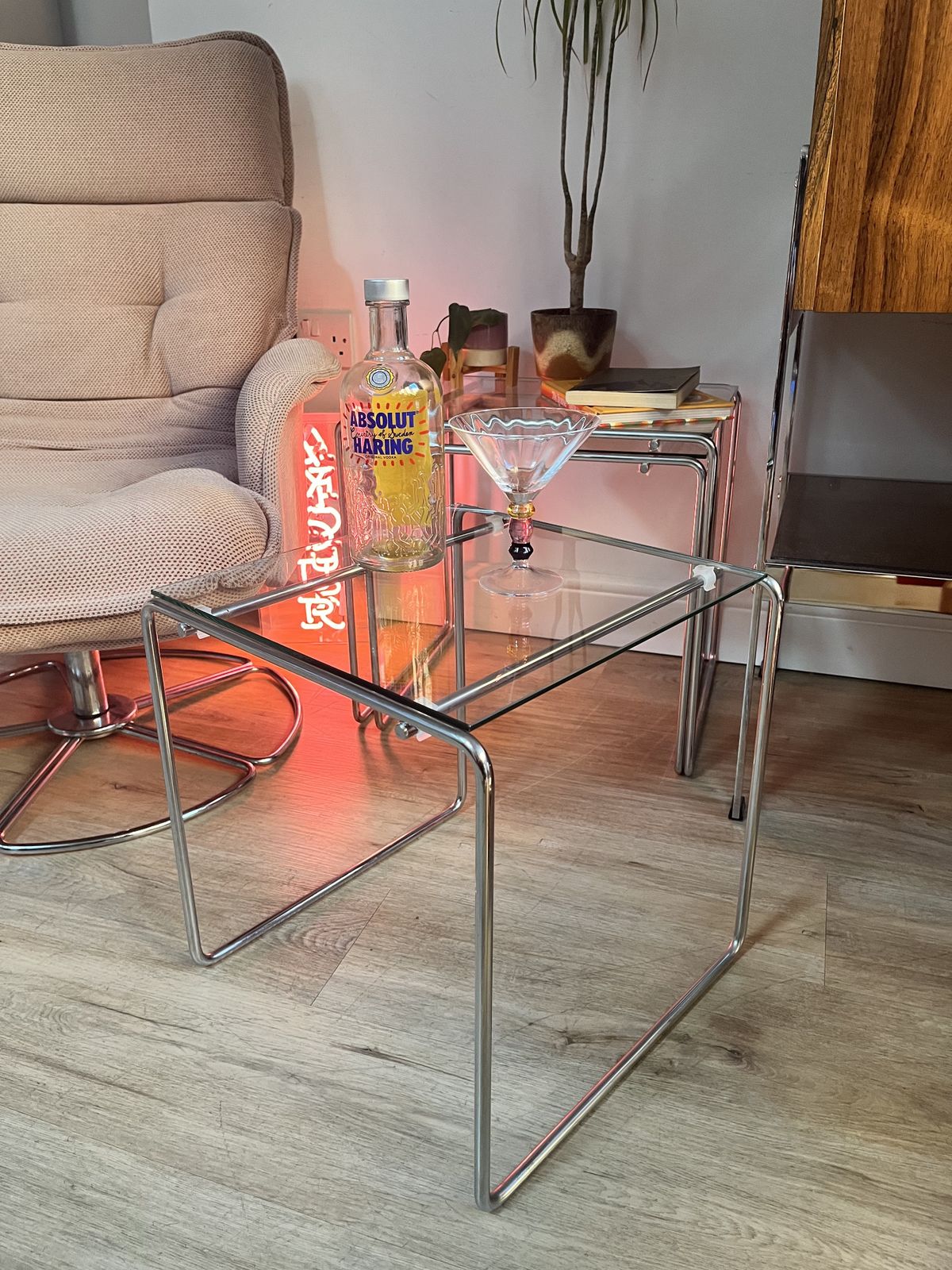 1980s Marcel T Nesting Tables By Kazuhide Takahama For Cassina Italy Clear Glass