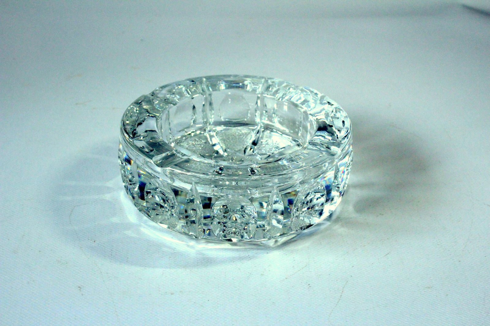 Art Deco   Heavy Lead Crystal Glass Ashtray From The 1930s