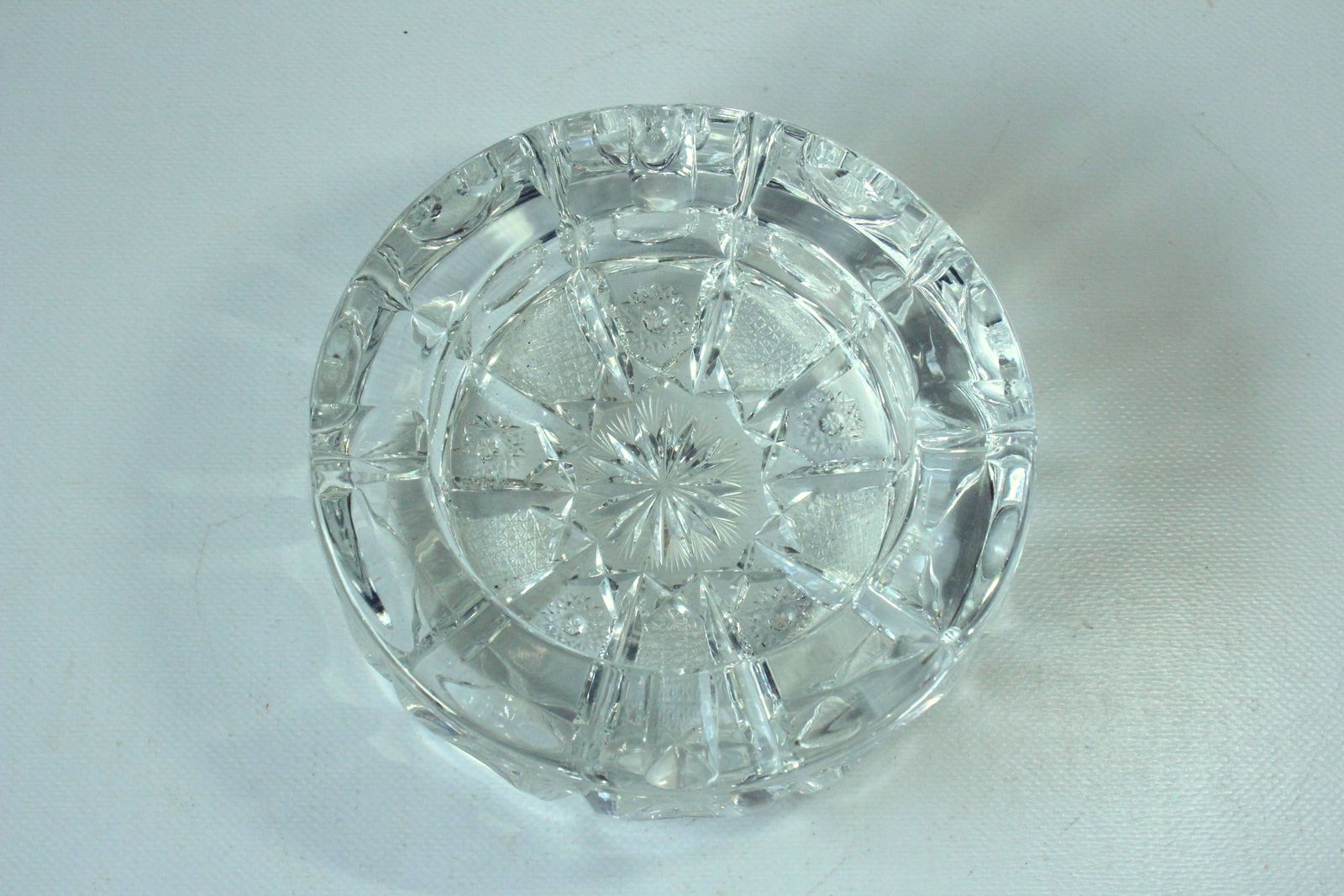 Art Deco   Heavy Lead Crystal Glass Ashtray From The 1930s photo for sale