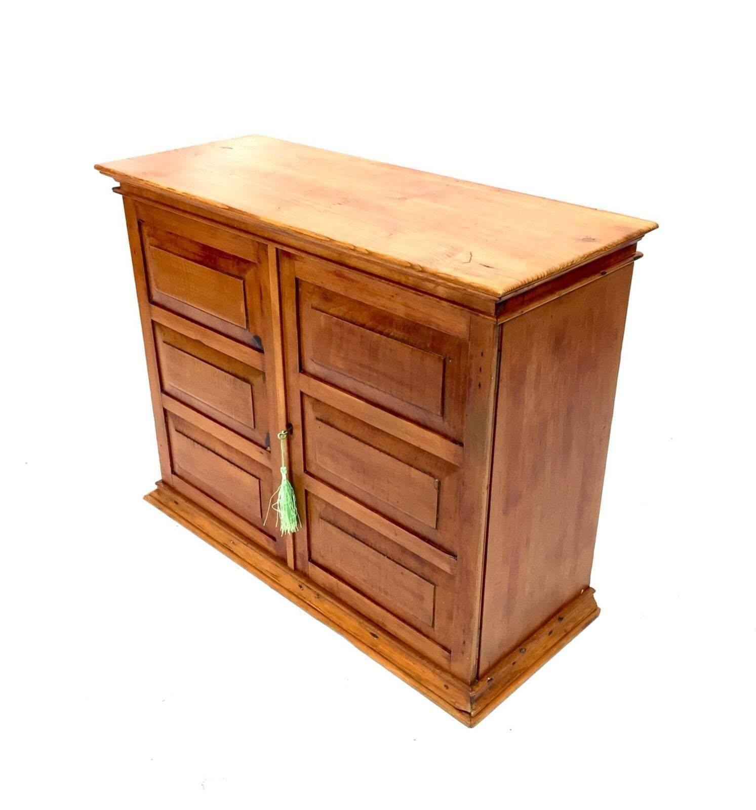 Antique Pine Wooden Tabletop Filing Cabinet / Storage Box With Drawers & Key photo 199.0