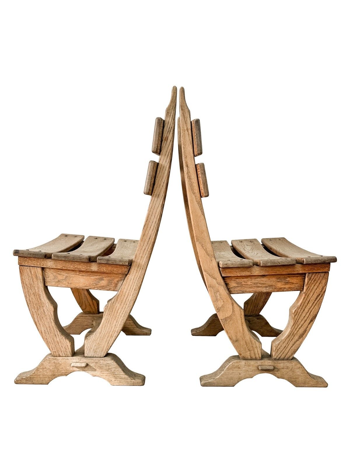 Pair Of Solid Oak Chairs Dittmann & Co Brutalist Mid Century 1970’s Weathered photo 240.0