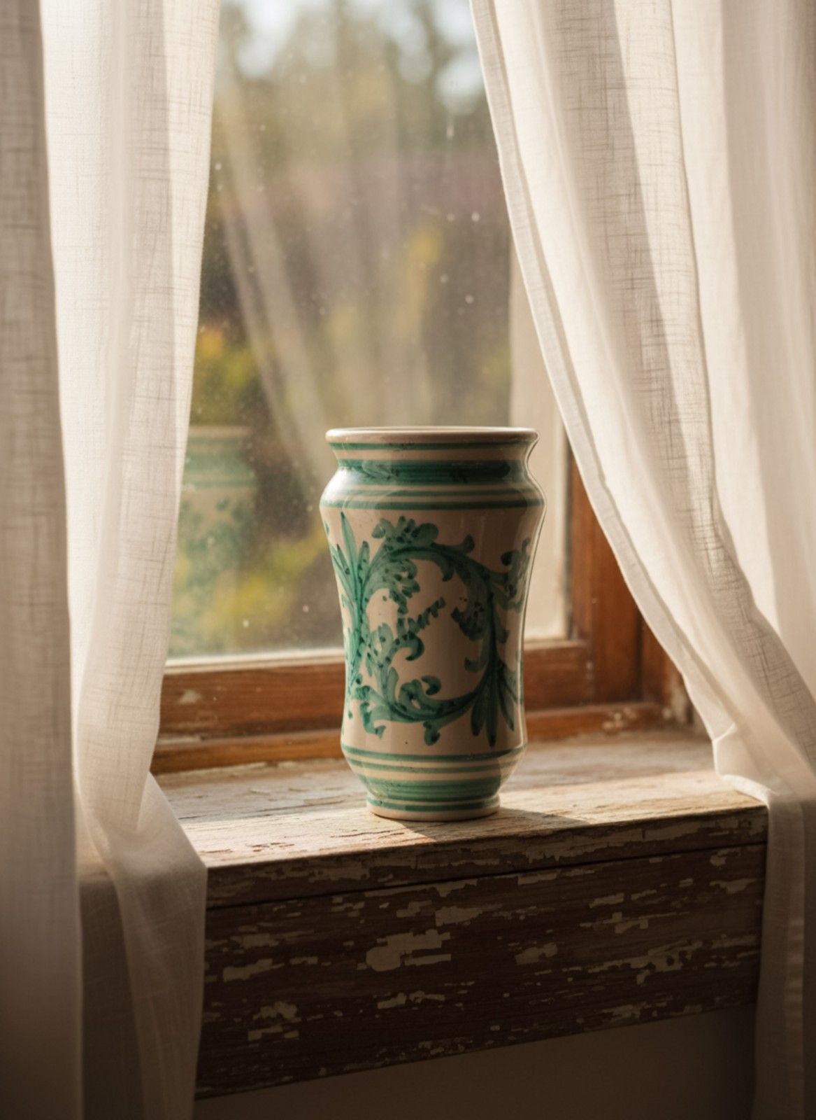 photo for sale Italian Igor Vase Ceramic Sculpture White/Green Santo Stefano Di Camastra 1950's