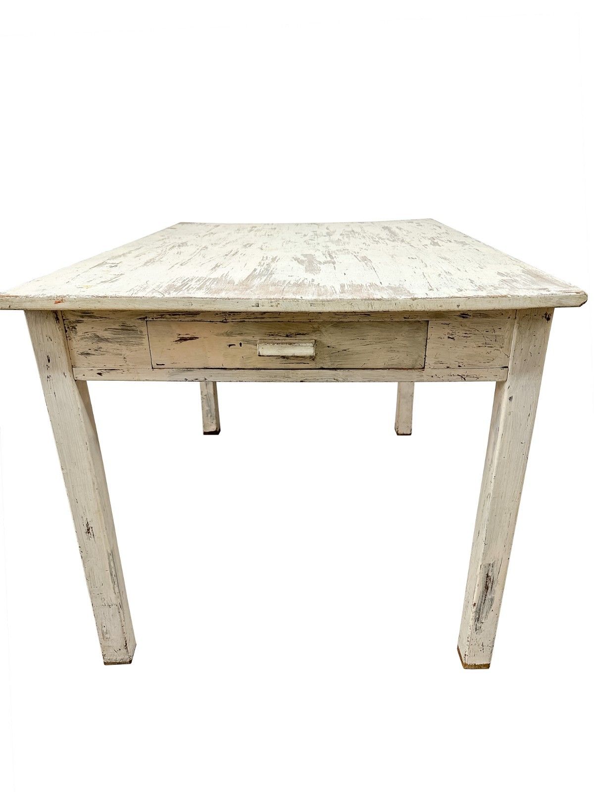 Vintage Distressed Desk Utility Table White Retro Mid Century Modern W/ Drawer photo 195.0