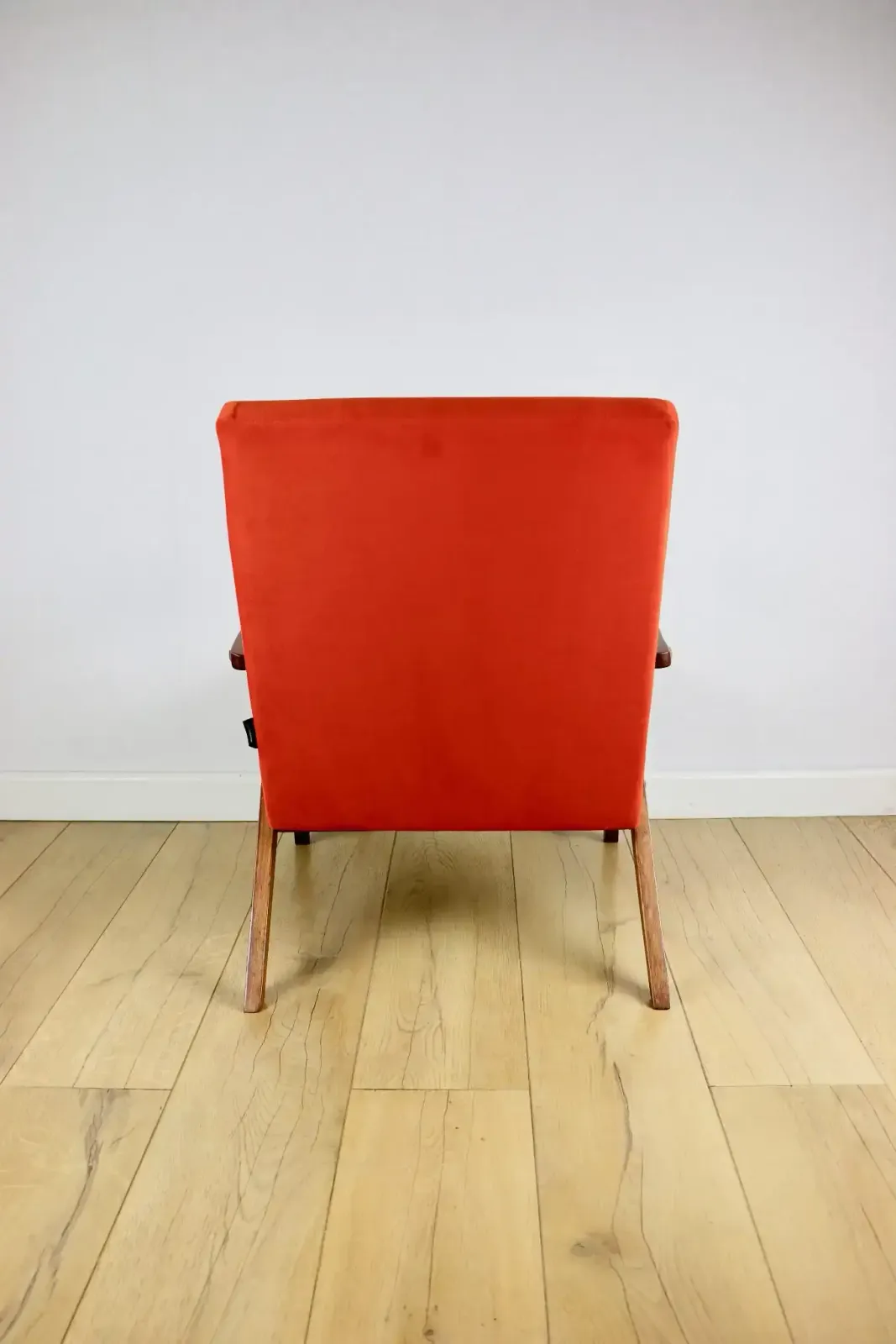 B 310 Var Armchair, Orange Structured Velvet   2 Pieces Available   Dark Wood photo 368.0