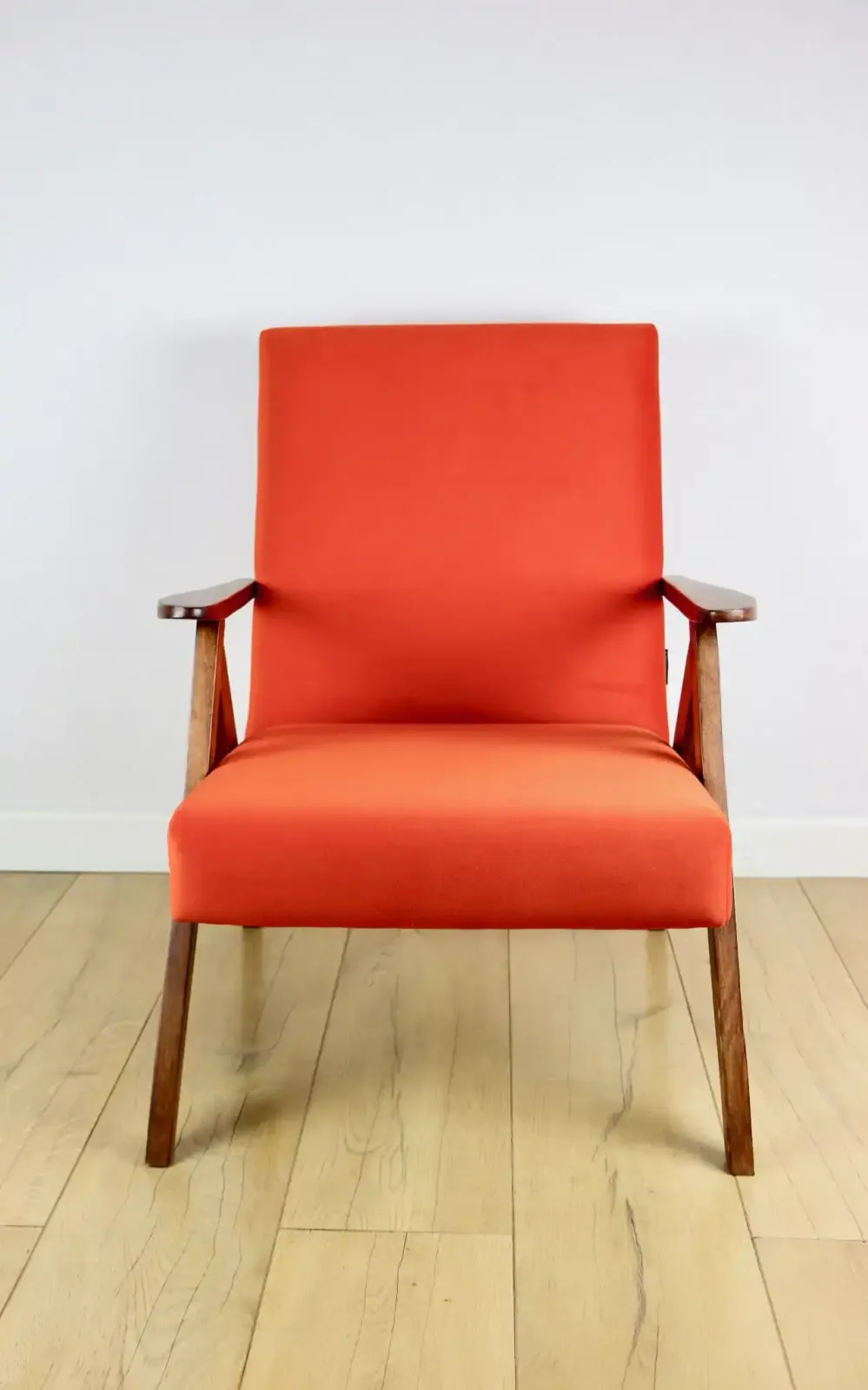 Furniture B 310 Var Armchair, Orange Structured Velvet   2 Pieces Available   Dark Wood photo