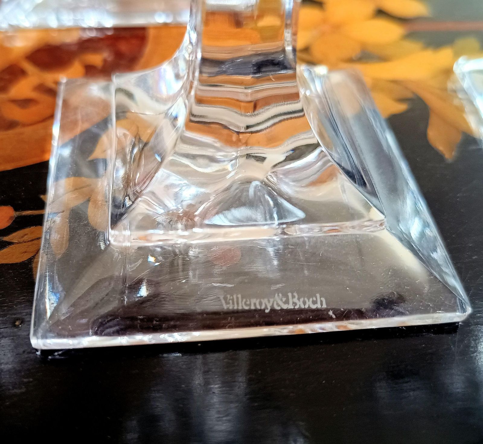 photo for sale Vintage Villeroy And Boch Set Of 4 Crystal Wine Glasses: Orangerie Collection Geometric Foot