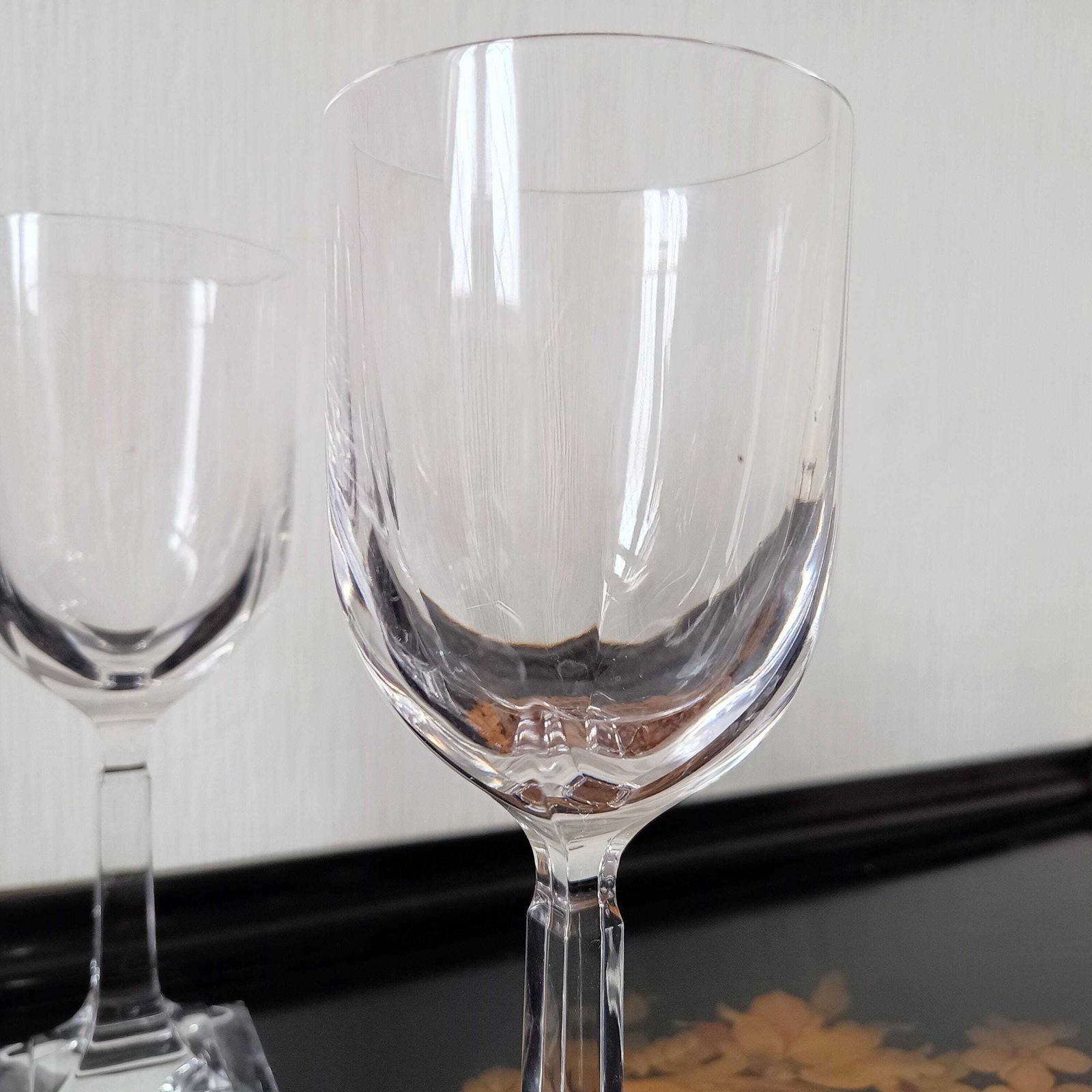 Home Decor Vintage Villeroy And Boch Set Of 4 Crystal Wine Glasses: Orangerie Collection Geometric Foot photo