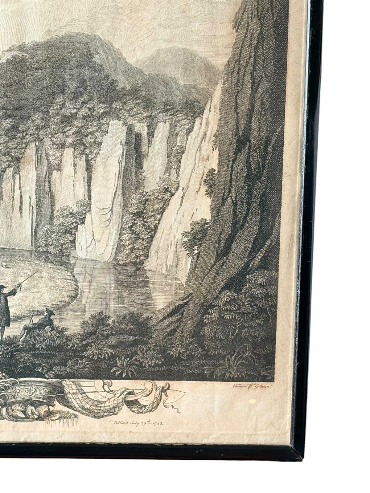 photo furniture Antique 1743 Copper Plate Engraving Thomas Smith Of Derby Wetton Mill River Manifold Georgian Landscape Framed