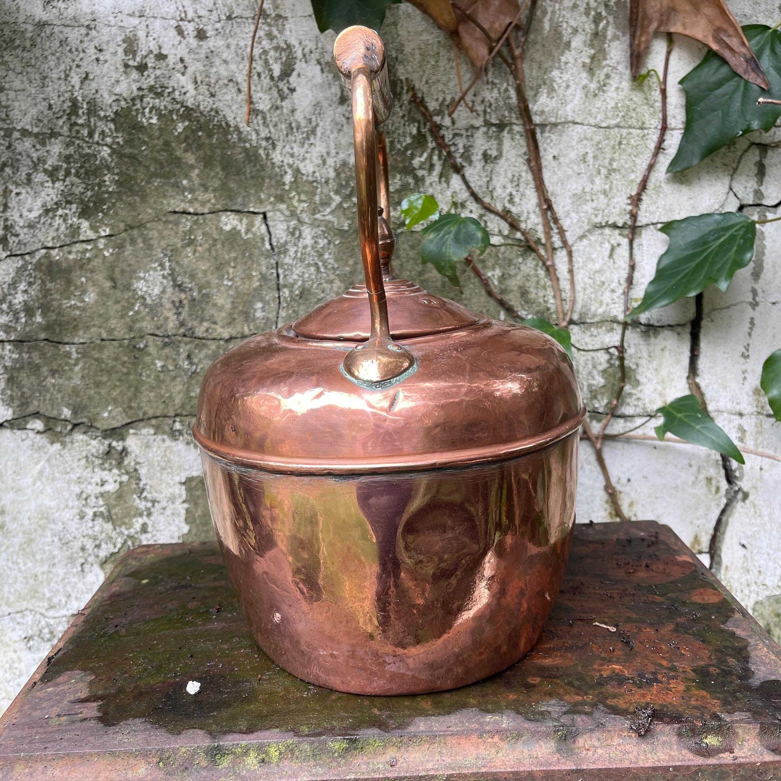 French Vintage Copper Kettle   Antique Copper Teapot   Pub Decor   Photo Props   Farm House Kitchen   Rustic Kitchen Decor photo Home Decor