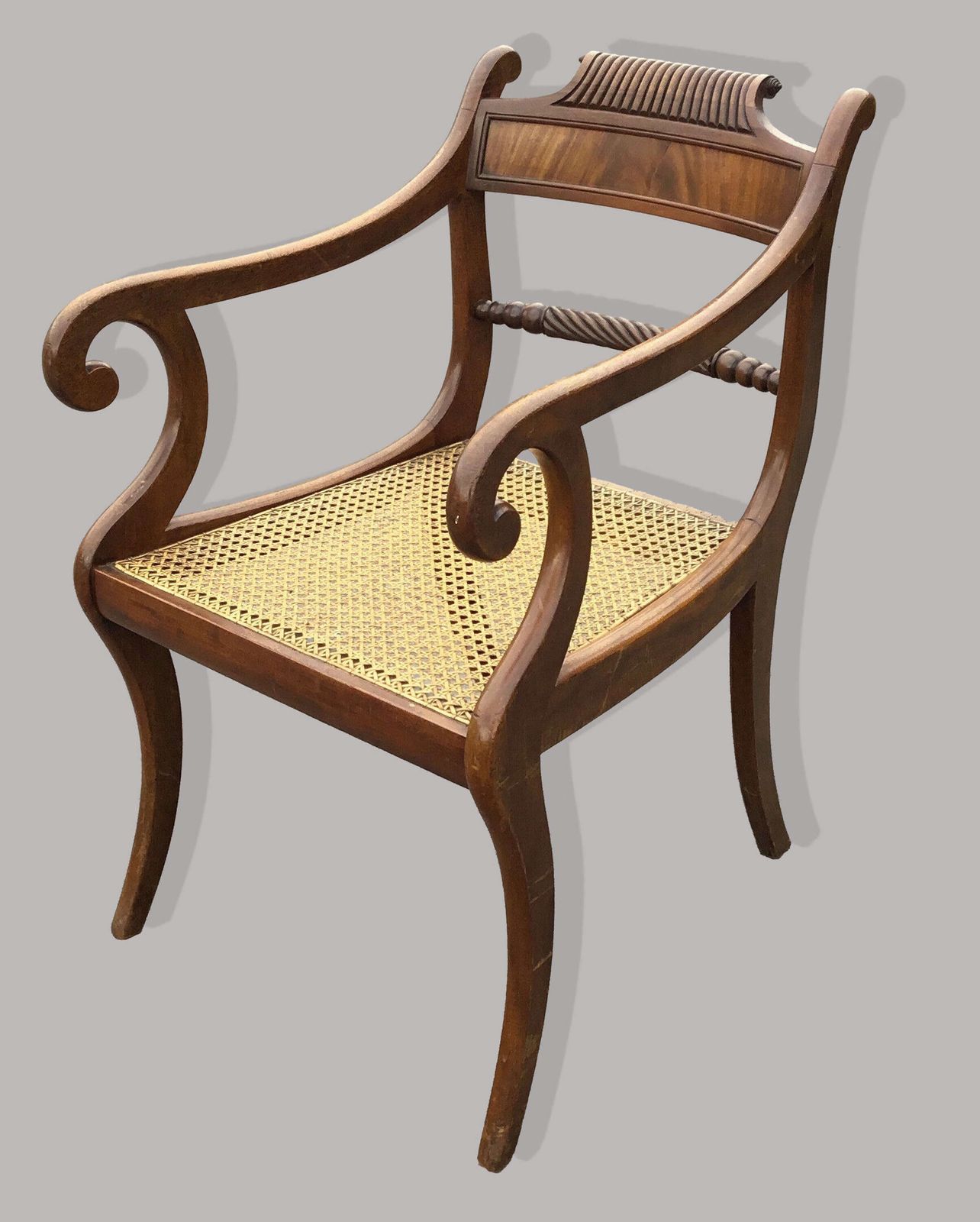 Handsome Regency Set Of 6 Mahogany Elbow Open Armchairs photo Furniture