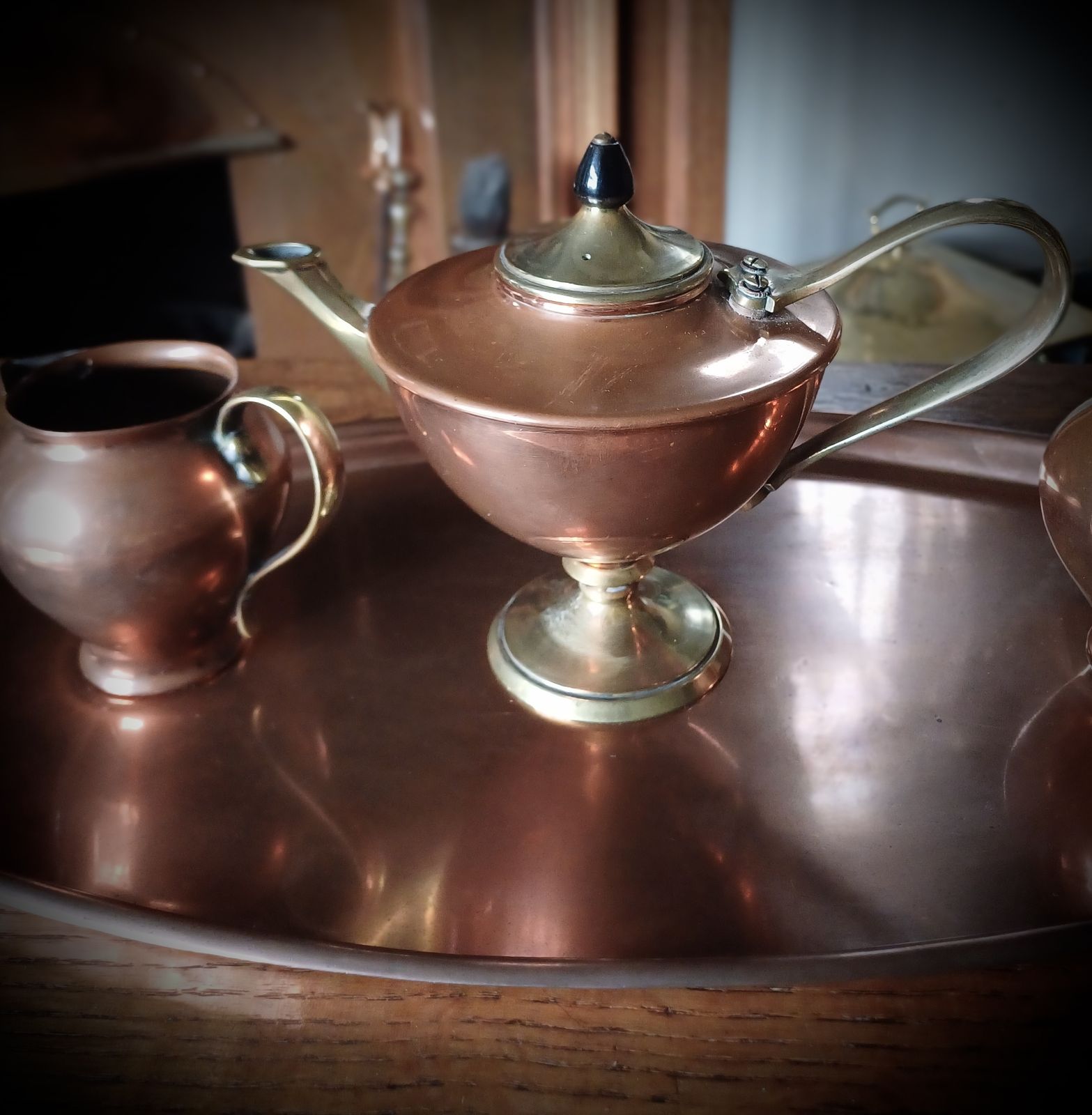 W.A.S Benson , Arts And Crafts, Copper Tea Set photo Home Decor