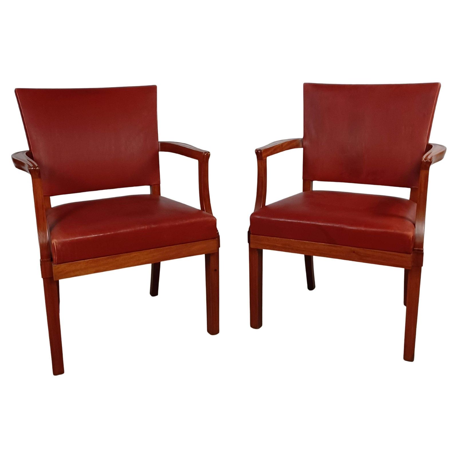 1935 Set Of Two Restored Kaare Klint Armchairs By Rud Rasmussen