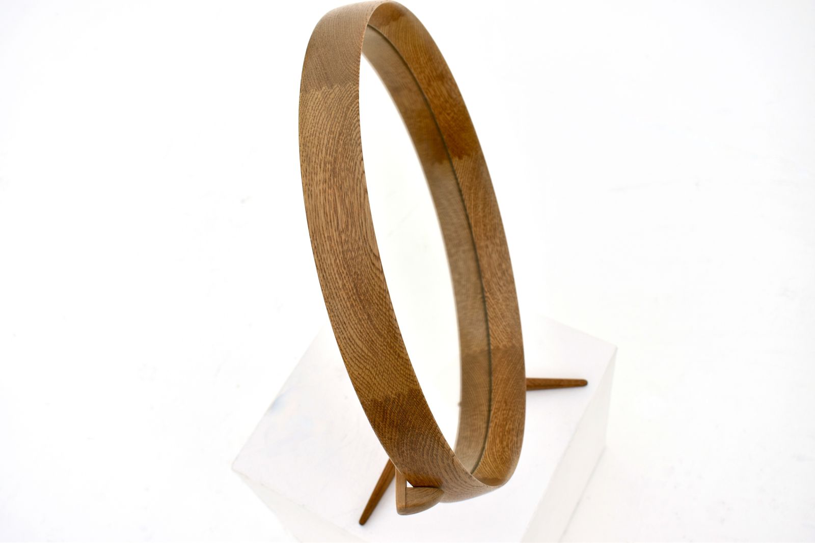 photo vintage Large Oak Vanity Mirror By Uno & östen Kristiansson For Luxus, Sweden