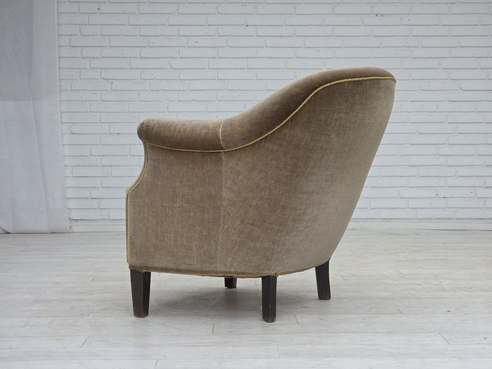 photo buy 1960s, Danish Armchair, Original Green Furniture Velour.