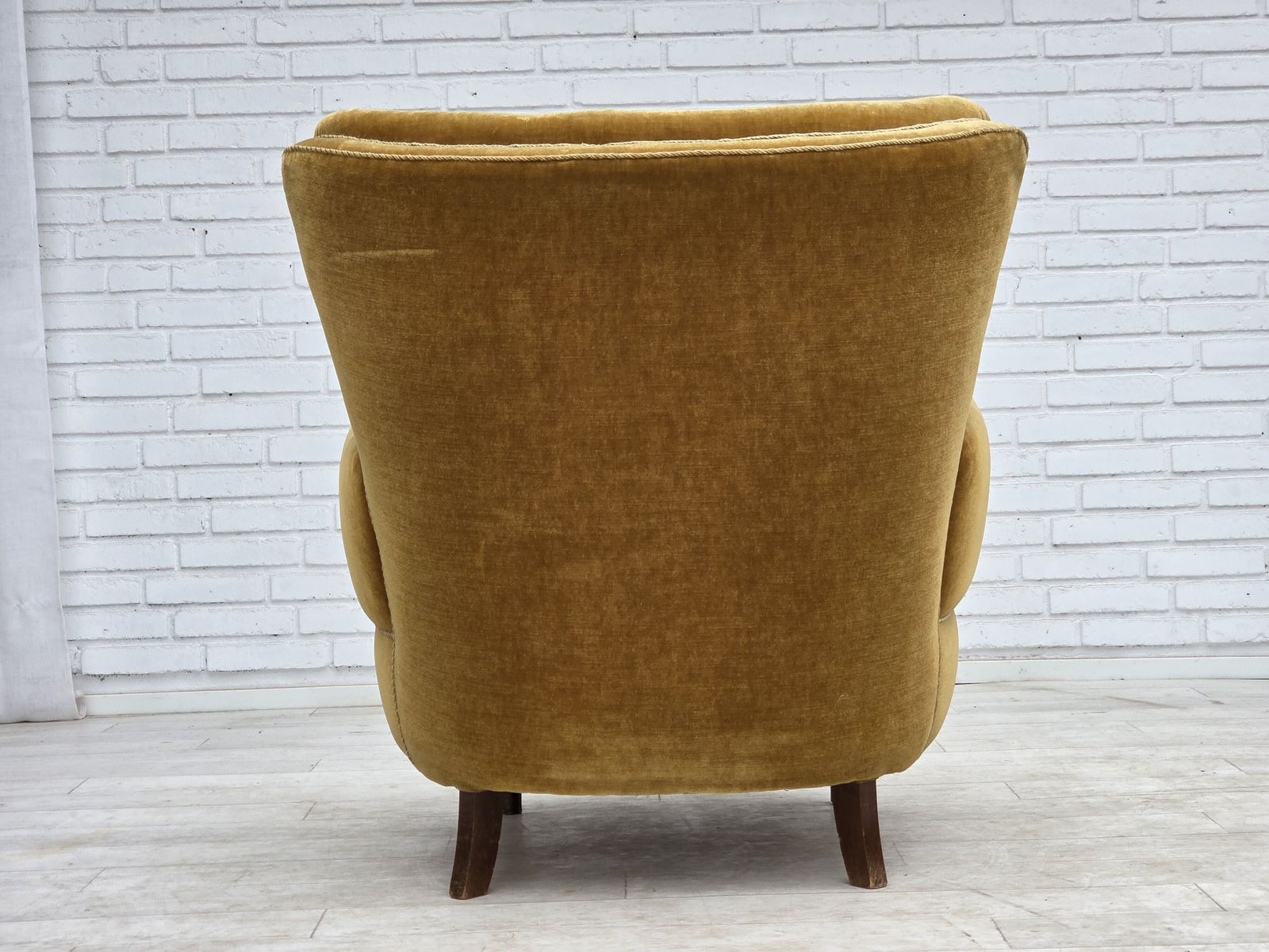 photo buy 1960s, Danish Relax Chair, Original Honey Yellow Furniture Velour.