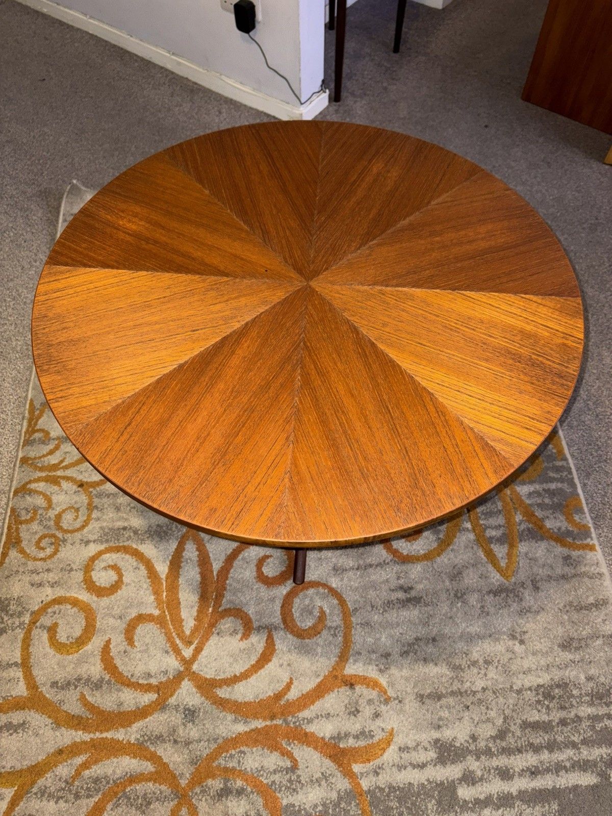 Mid Century Danish Kubus Teak Starburst Radial Coffee Table Retro G Plan Era photo vintage