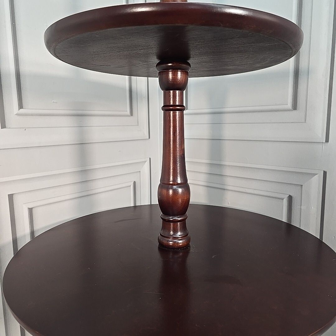 photo for sale Vintage Cake Stand Dumb Waiter Butler Mahogany Tiered Round Table Wine Display