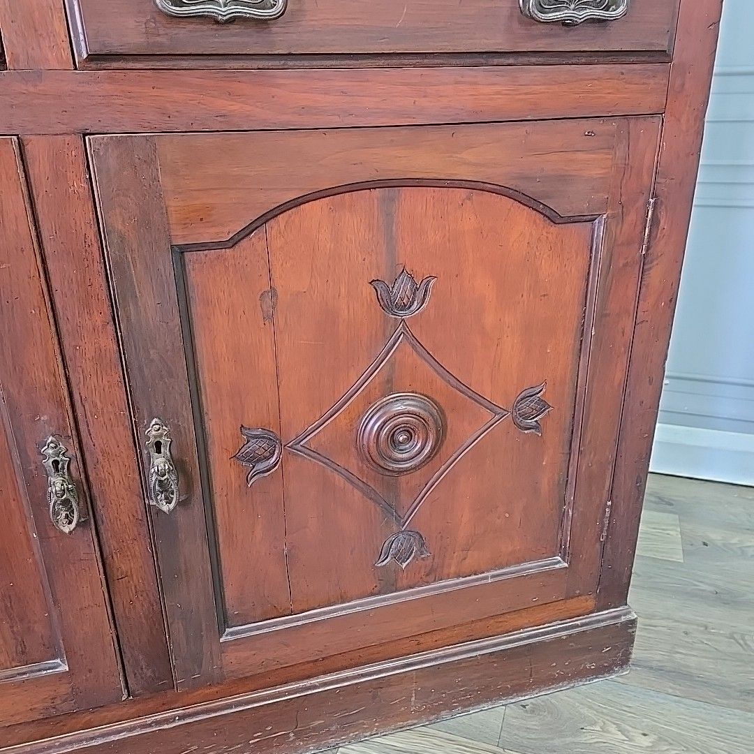 photo furniture Antique Library Bookcase Dresser Cabinet Glazed Top Sideboard Cupboard Shelves