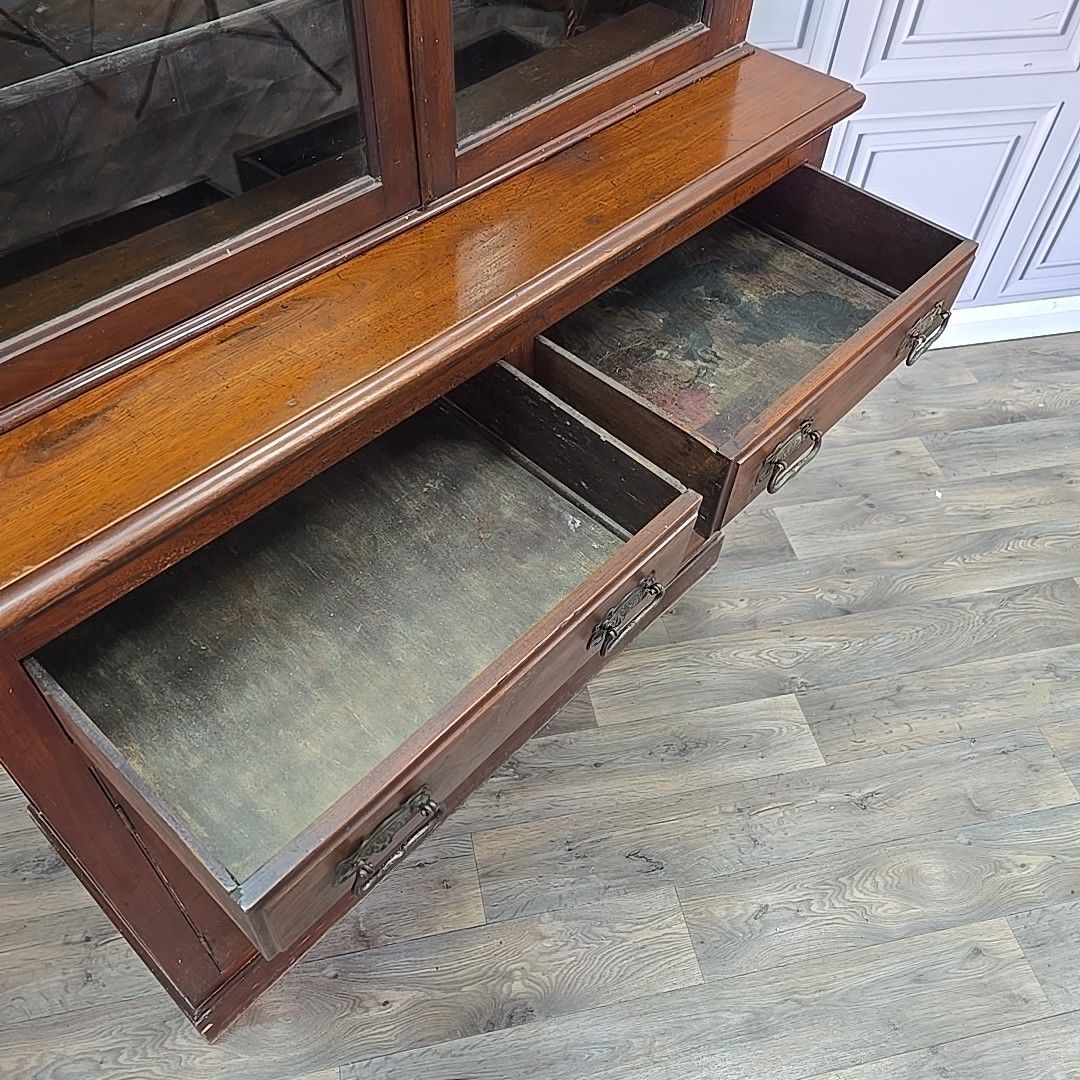 photo buy Antique Library Bookcase Dresser Cabinet Glazed Top Sideboard Cupboard Shelves