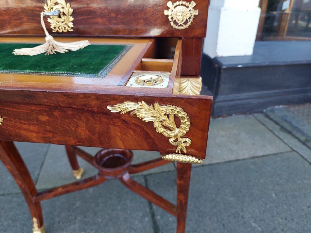 19thc French Mahogany & Satinwood Writing Desk photo furniture