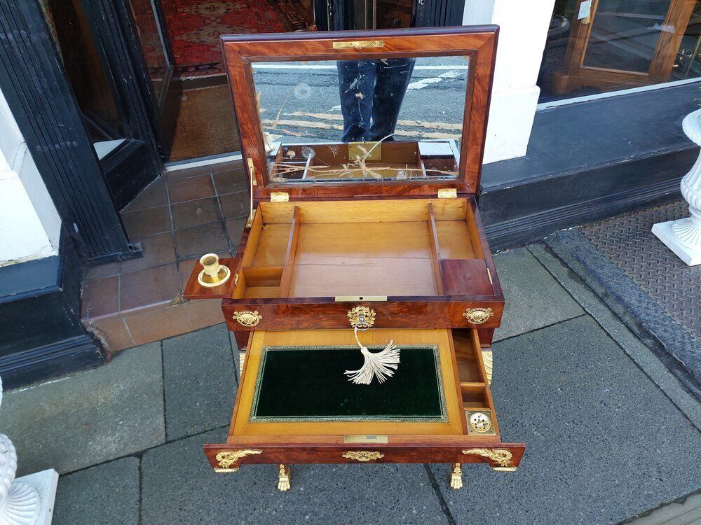 19thc French Mahogany & Satinwood Writing Desk photo Furniture