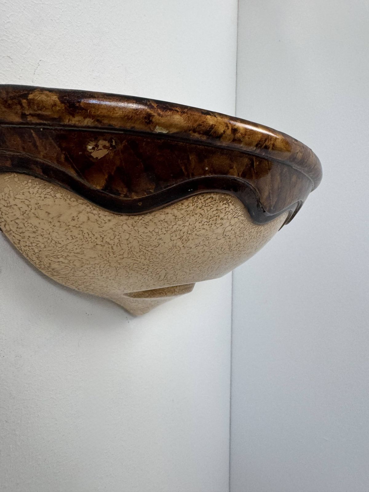 Pair Of Vintage Beige And Brown Porcelain Wall Sconces, France, 1960 photo 460.0