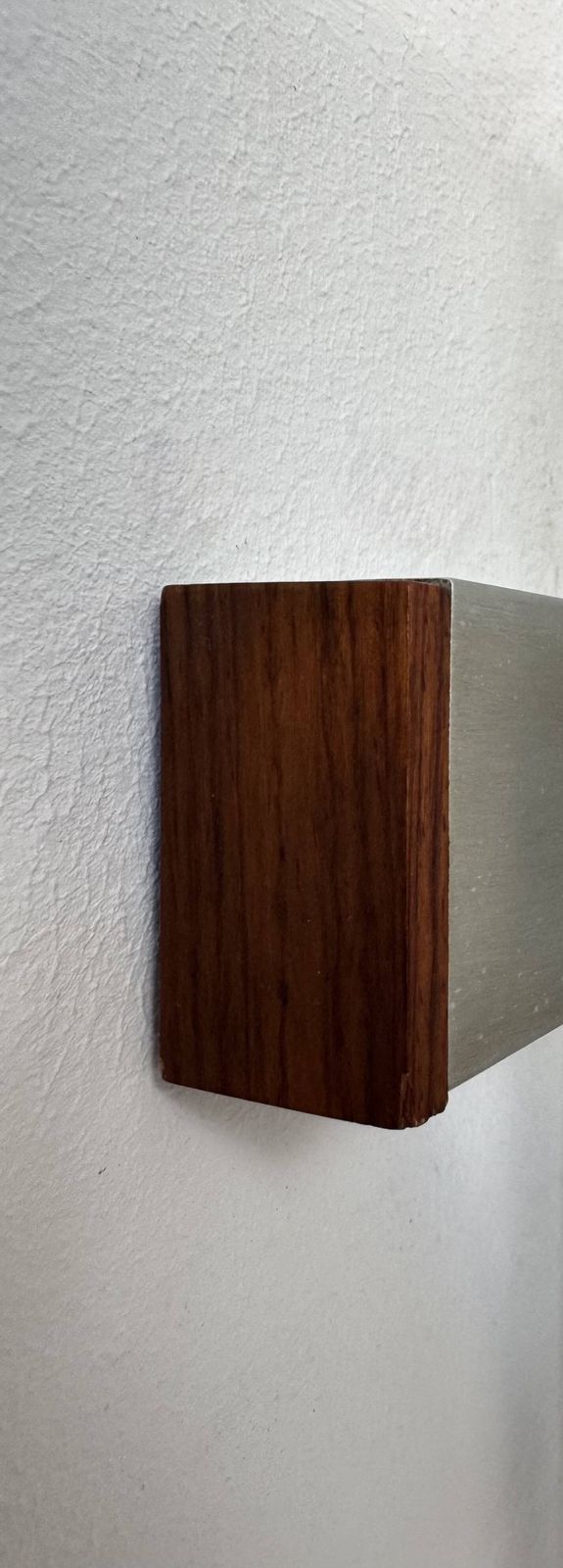 Vintage Double Wall Light In Brushed Metal And Rosewood, France, 1970 photo buy